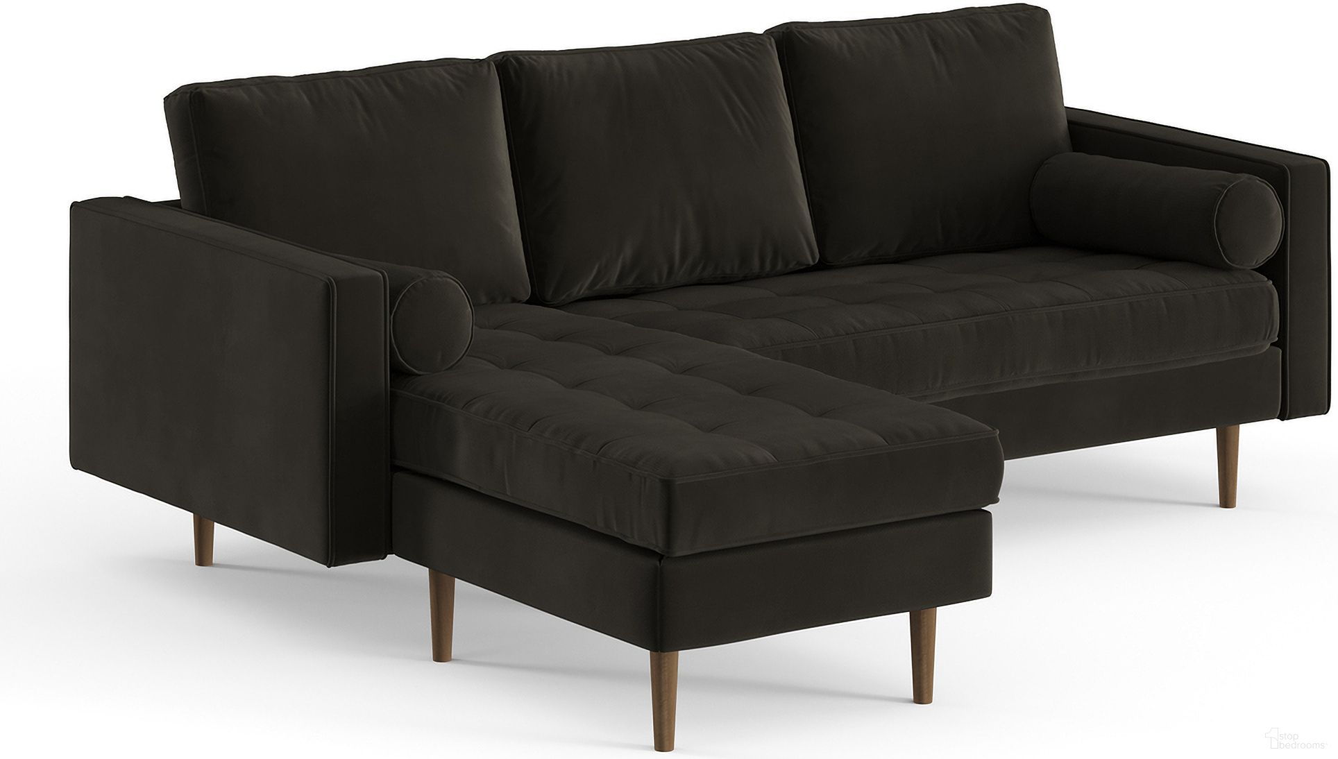 The appearance of Bloomfield Performance Velvet Reversible Sectional In Smoke Grey designed by Aeon in the modern / contemporary interior design. This smoke grey piece of furniture was selected by 1StopBedrooms from Bloomfield Zander Collection to add a touch of cosiness and style into your home. Sku: AETH53-Smoke Velvet. Material: Velvet. Layout: Sofa & Chaise.