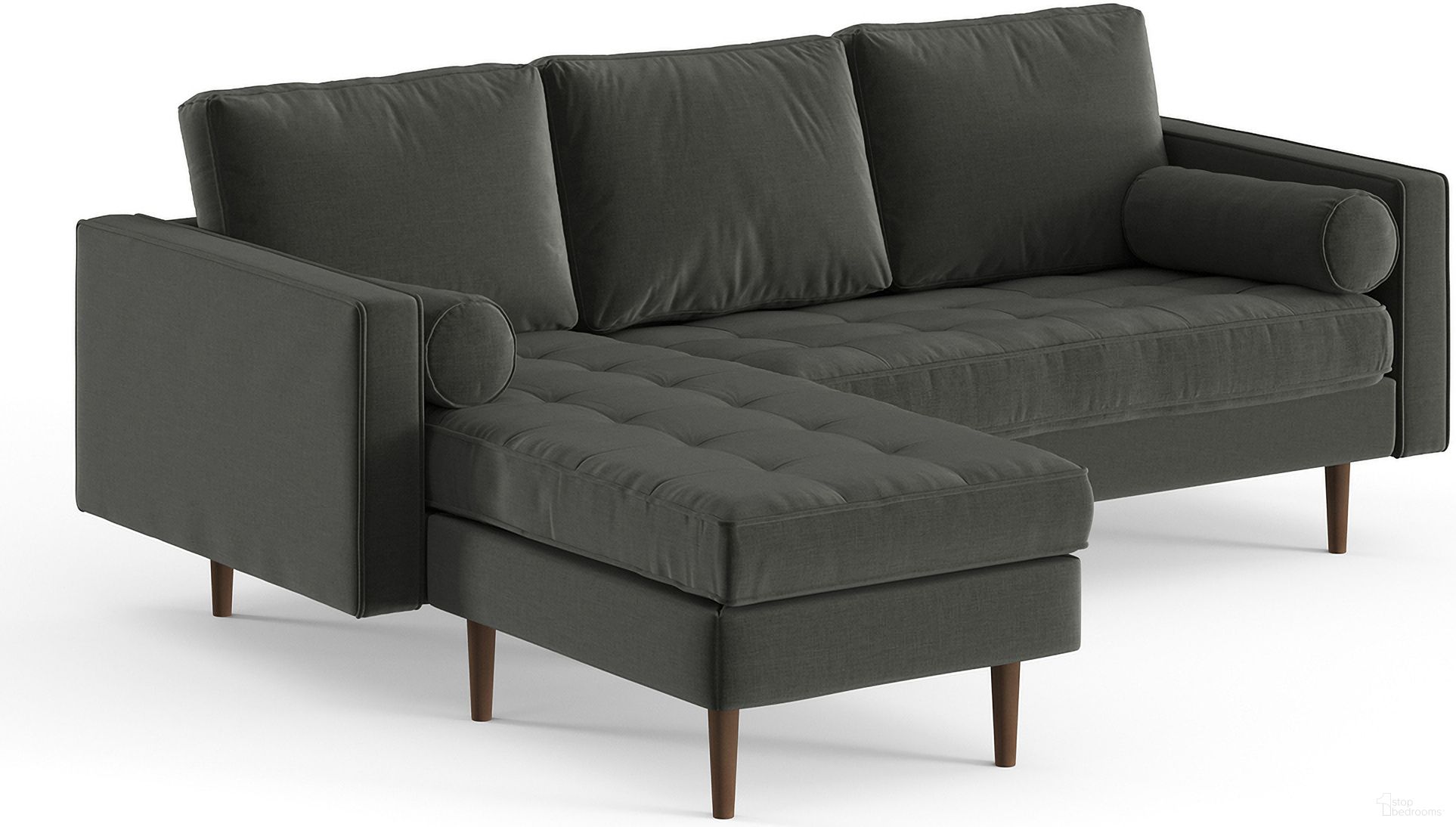 The appearance of Bloomfield Reversible Sectional In Charcoal designed by Aeon in the modern / contemporary interior design. This charcoal piece of furniture was selected by 1StopBedrooms from Bloomfield Zander Collection to add a touch of cosiness and style into your home. Sku: AETH53-Charcoal. Layout: Sofa & Chaise. Material: Genuine Leather.