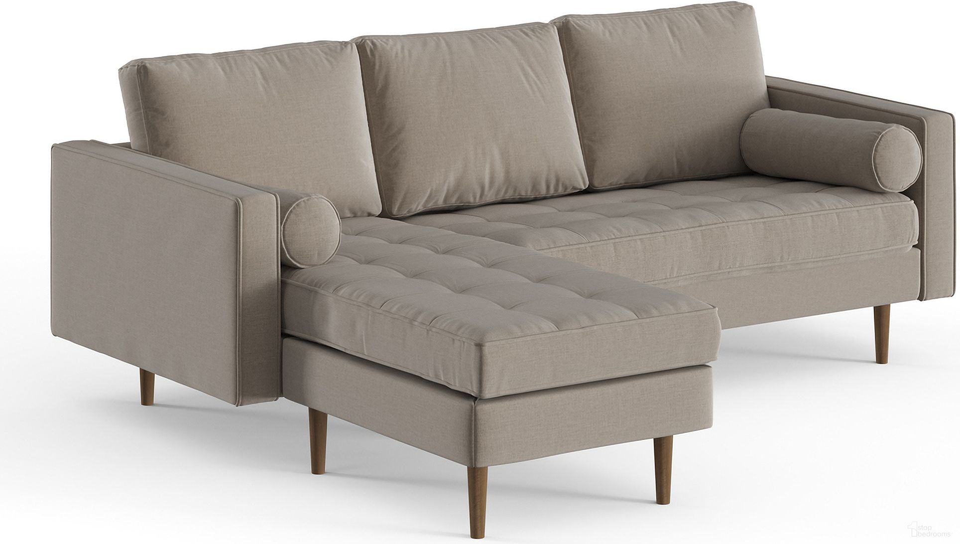 The appearance of Bloomfield Reversible Sectional In Grey designed by Aeon in the modern / contemporary interior design. This grey piece of furniture was selected by 1StopBedrooms from Bloomfield Zander Collection to add a touch of cosiness and style into your home. Sku: AETH53-Grey. Material: Wood. Layout: Sofa & Chaise.