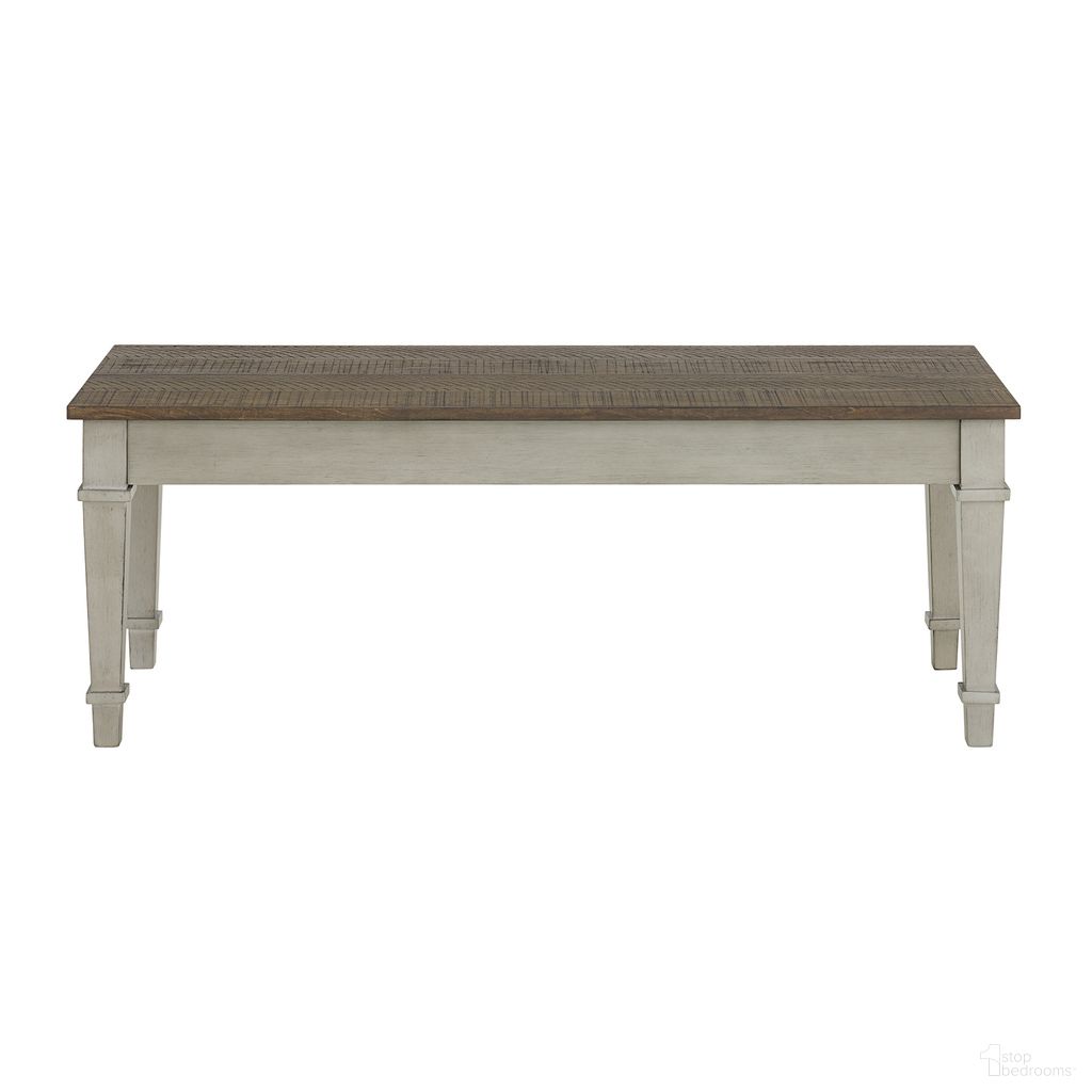 Bloomfield Storage Dining Bench In Medium Brown and Washed Stone