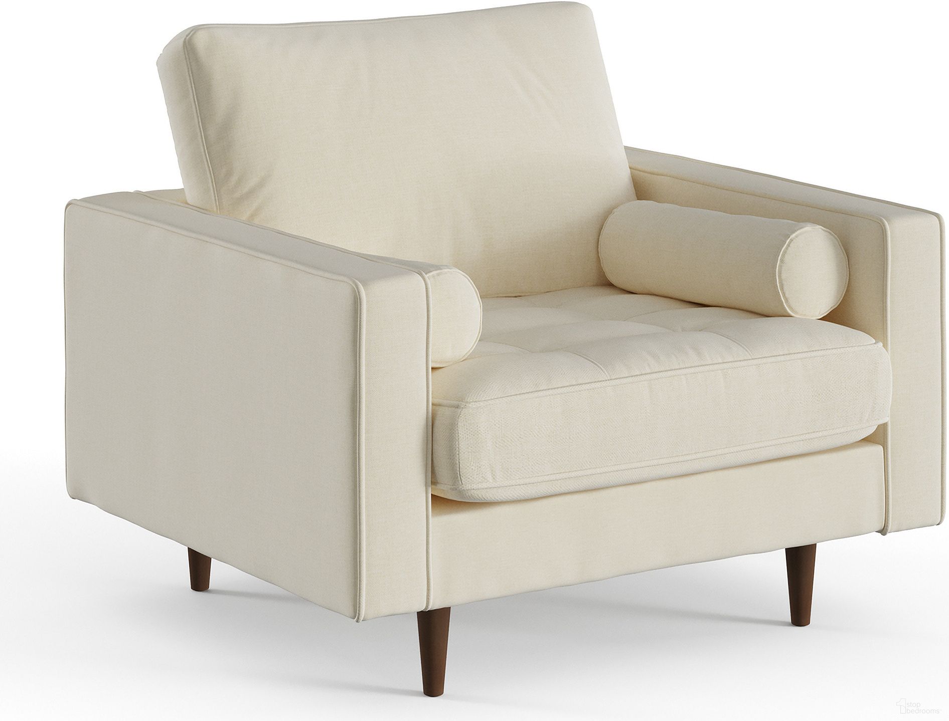 The appearance of Bloomfield Upholstered Fabric Arm Chair In Walnut and Beige designed by Aeon in the modern / contemporary interior design. This walnut and beige piece of furniture  was selected by 1StopBedrooms from Bloomfield Collection to add a touch of cosiness and style into your home. Sku: AETH61-Beige. Material: Wood.
