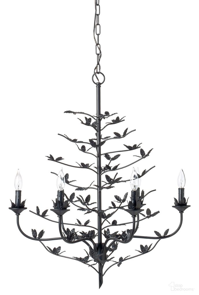 Blooming Iron Chandelier In Black