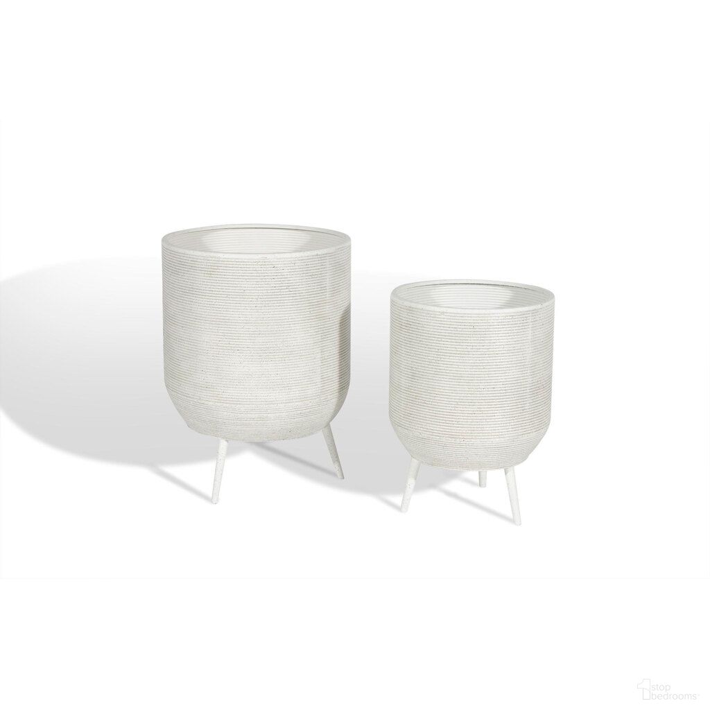 The appearance of Blossom Metal Floor Planters Set of 2 In White designed by Gild Design House in the transitional interior design. This white piece of furniture was selected by 1StopBedrooms from Blossom Collection to add a touch of cosiness and style into your home. Sku: 0D-00IGH. Material: Metal.