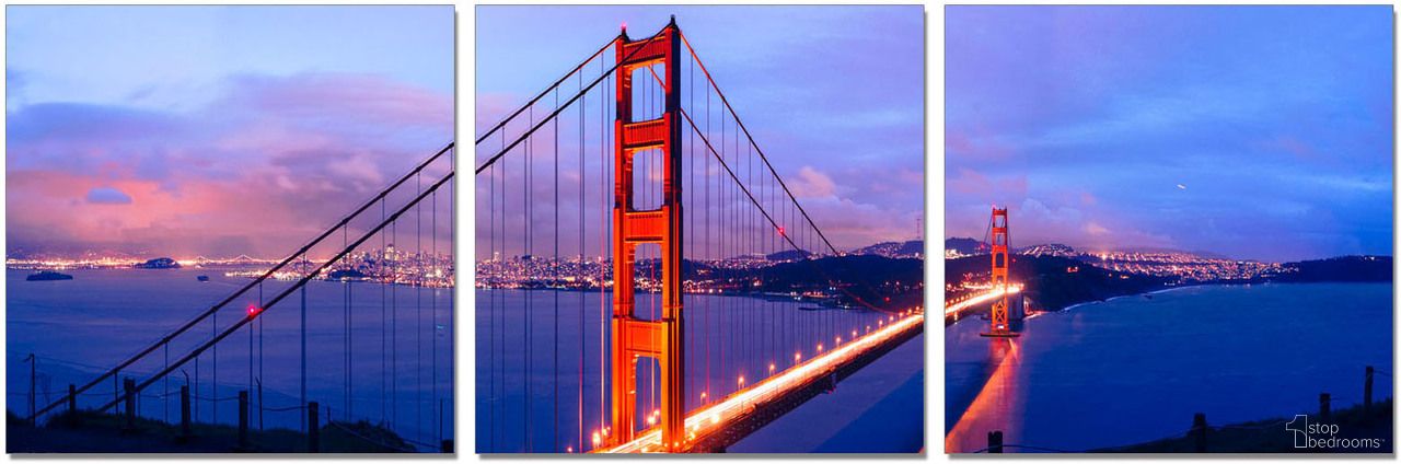 The appearance of Blue and Orange Golden Gate Bridge Wall Art designed by J&M in the modern / contemporary interior design. This blue piece of furniture was selected by 1StopBedrooms from Acrylic Wall Art Collection to add a touch of cosiness and style into your home. Sku: 18156. Material: Canvas.