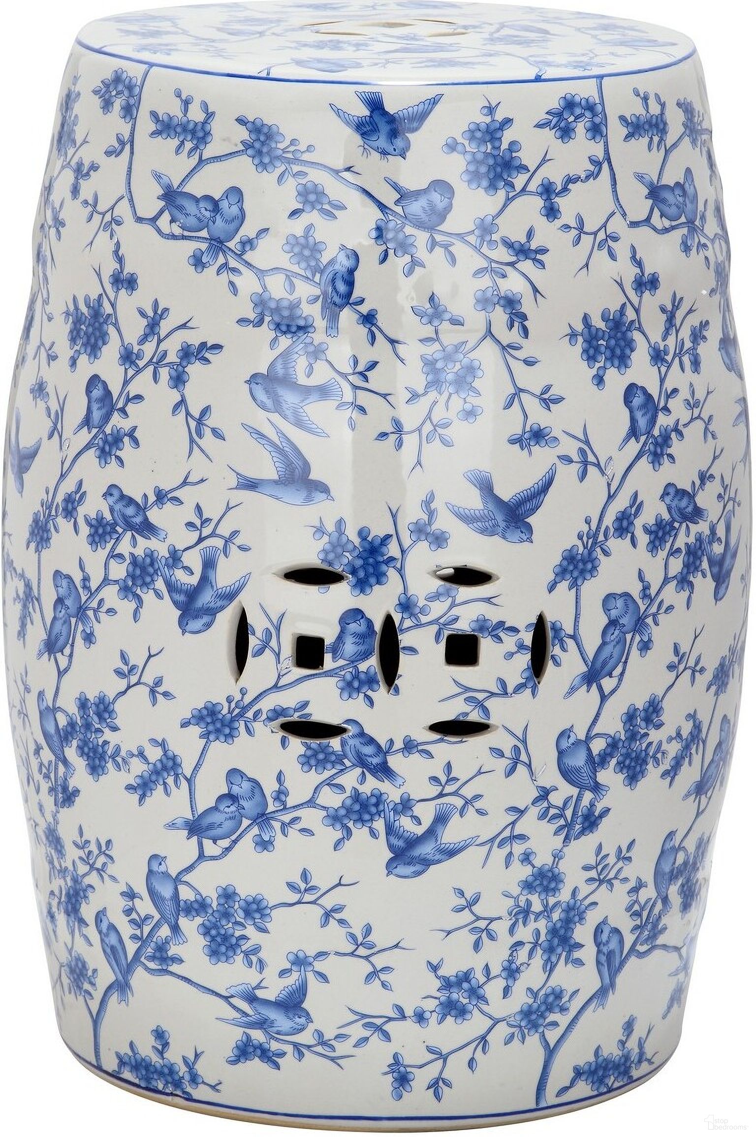 The appearance of Blue Birds Garden Stool designed by Safavieh in the transitional interior design. This blue piece of furniture  was selected by 1StopBedrooms from Safavieh ACS Collection to add a touch of cosiness and style into your home. Sku: ACS4514A. Material: Ceramic.