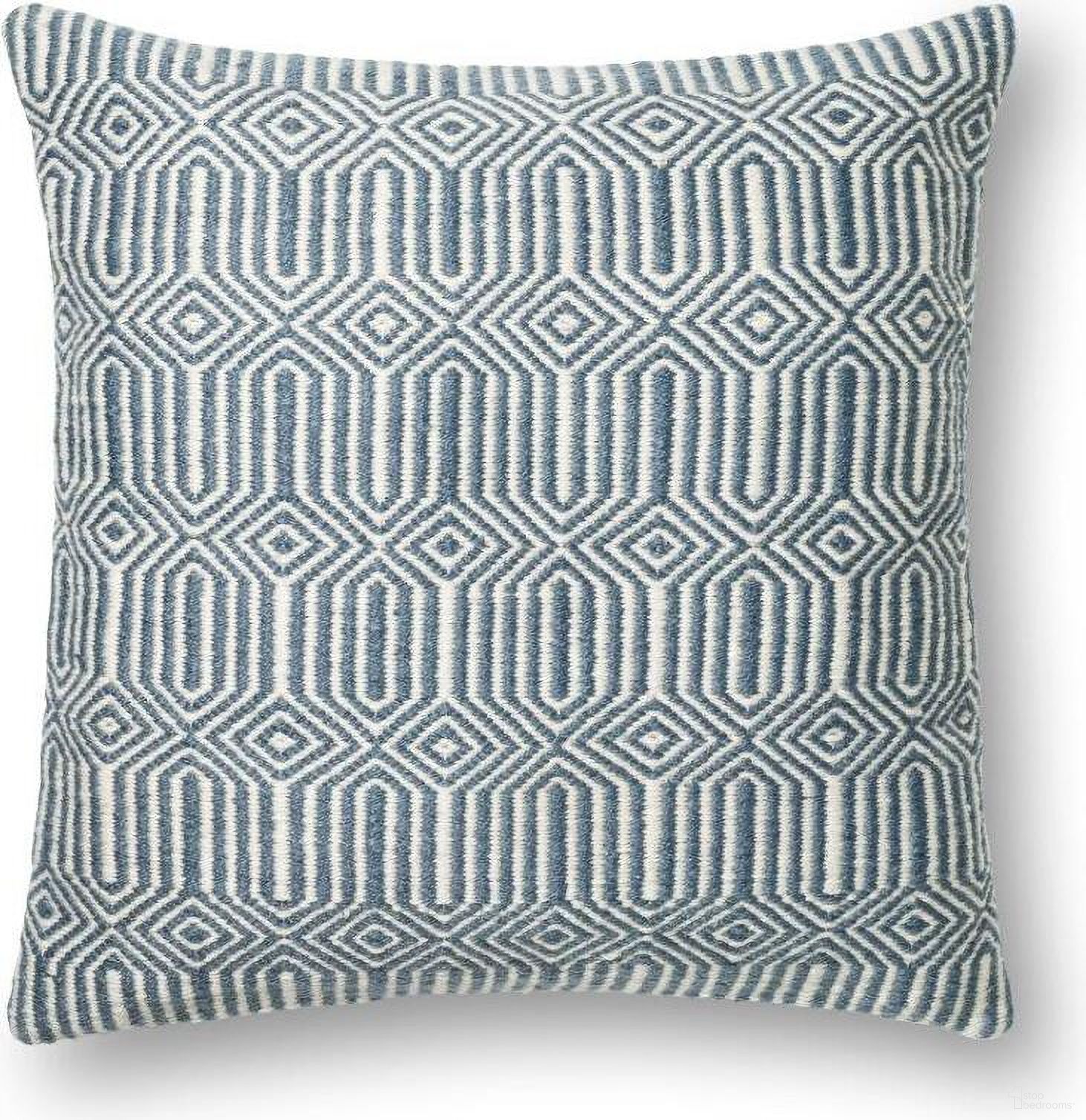 Loloi P0339 Blue and Ivory 22" x 22" Cover Only Pillow