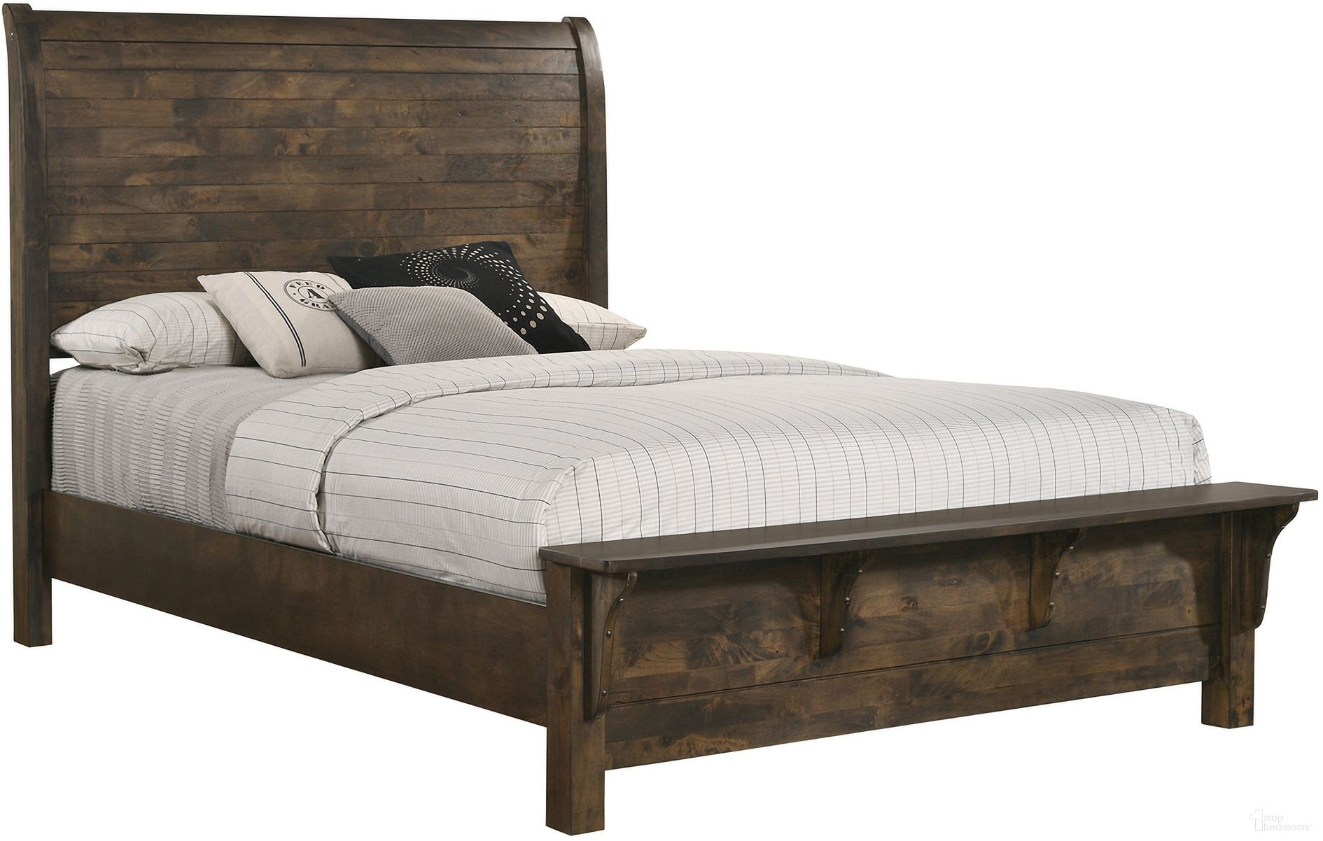 The appearance of Blue Ridge California King Bed In Rustic Gray designed by New Classic in the rustic / southwestern interior design. This rustic gray piece of furniture  was selected by 1StopBedrooms from Blue Ridge Collection to add a touch of cosiness and style into your home. Sku: B1334-110;B1334-120;B1334-230. Bed Type: Sleigh Bed. Material: Wood. Bed Size: California King.