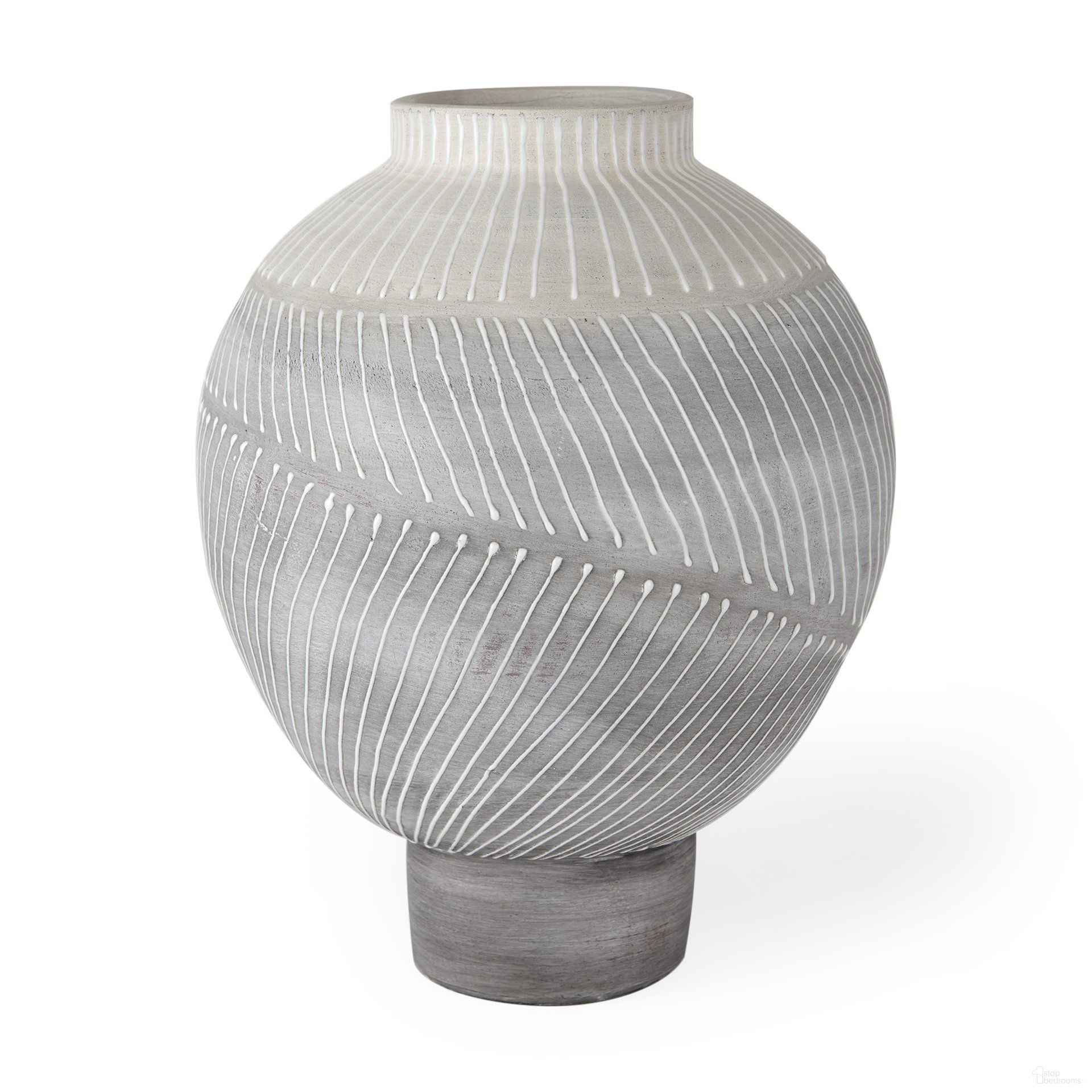 Blume 12.5 Inch Gray Textured Vase In Off White