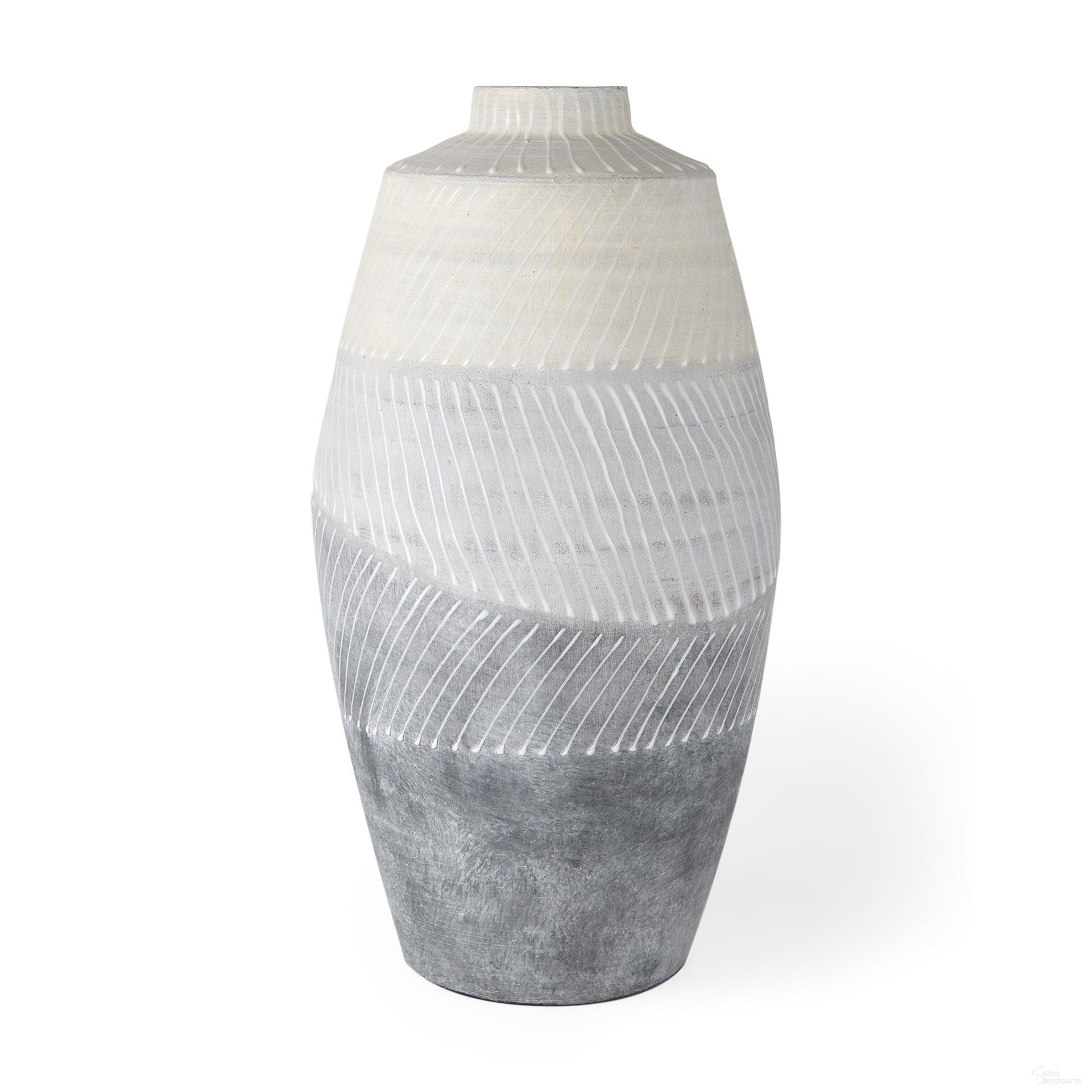 Blume 16.5 Inch Textured Vase In Off White and Gray