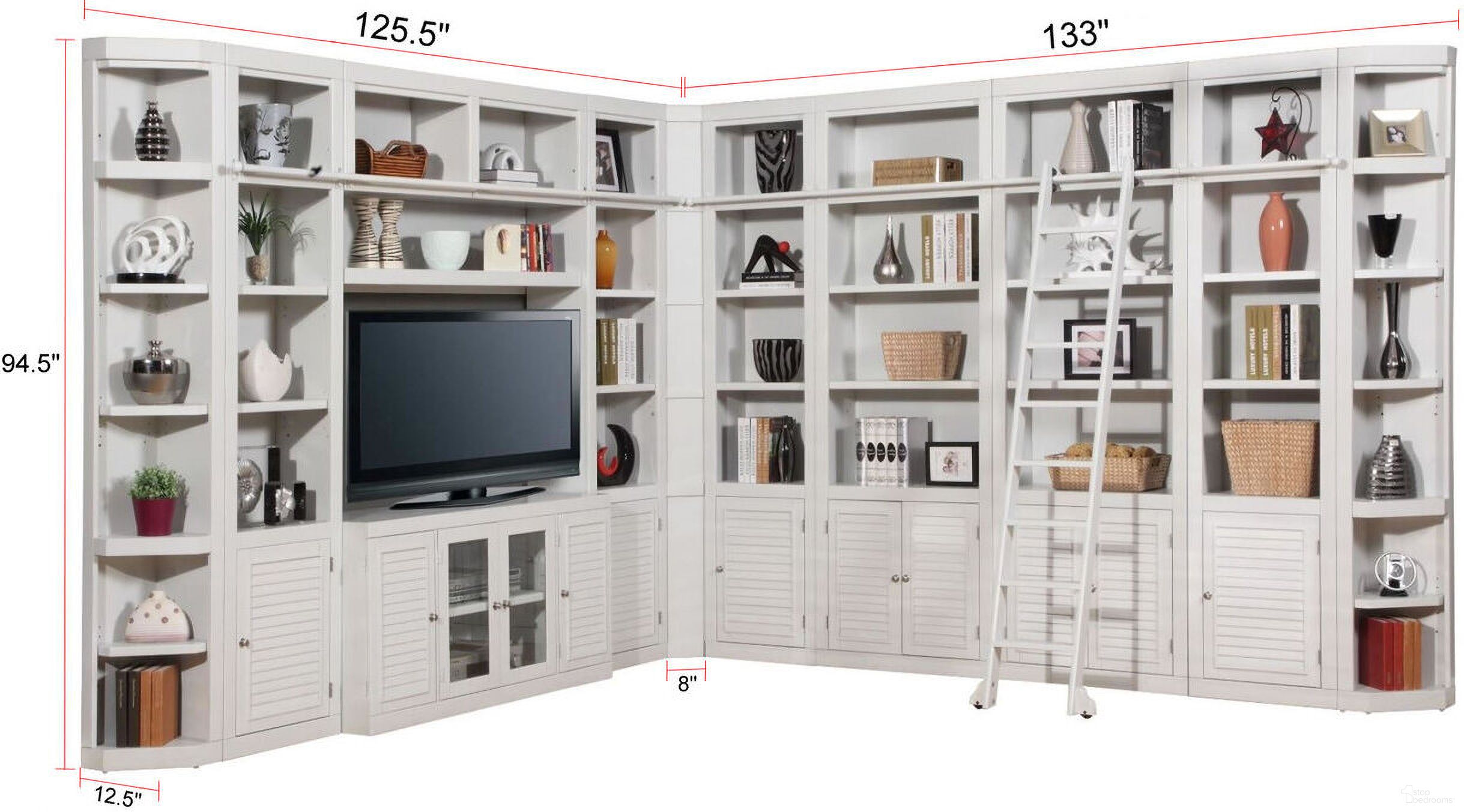 The appearance of Boca 12 Piece L Shape Entertainment Wall In Cottage White designed by Parker House in the transitional interior design. This cottage white piece of furniture  was selected by 1StopBedrooms from Boca Collection to add a touch of cosiness and style into your home. Sku: BOC#420;BOC#420;BOC#420;BOC#420;BOC#450;BOC#450;BOC#430;BOC#430;BOC#495;BOC#456;BOC#411;BOC#401. Material: Poplar.