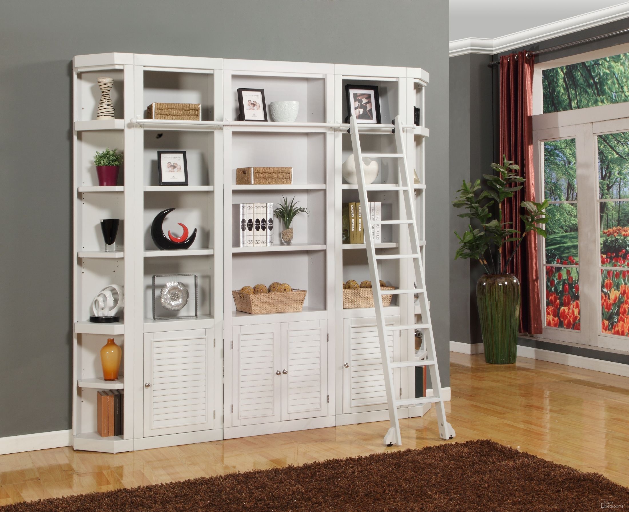 The appearance of Boca 5 Piece Wall Unit designed by Parker House in the modern / contemporary interior design. This white piece of furniture was selected by 1StopBedrooms from Boca Collection to add a touch of cosiness and style into your home. Sku: BOC#430;BOC#420;BOC#420;BOC#450;BOC#450.