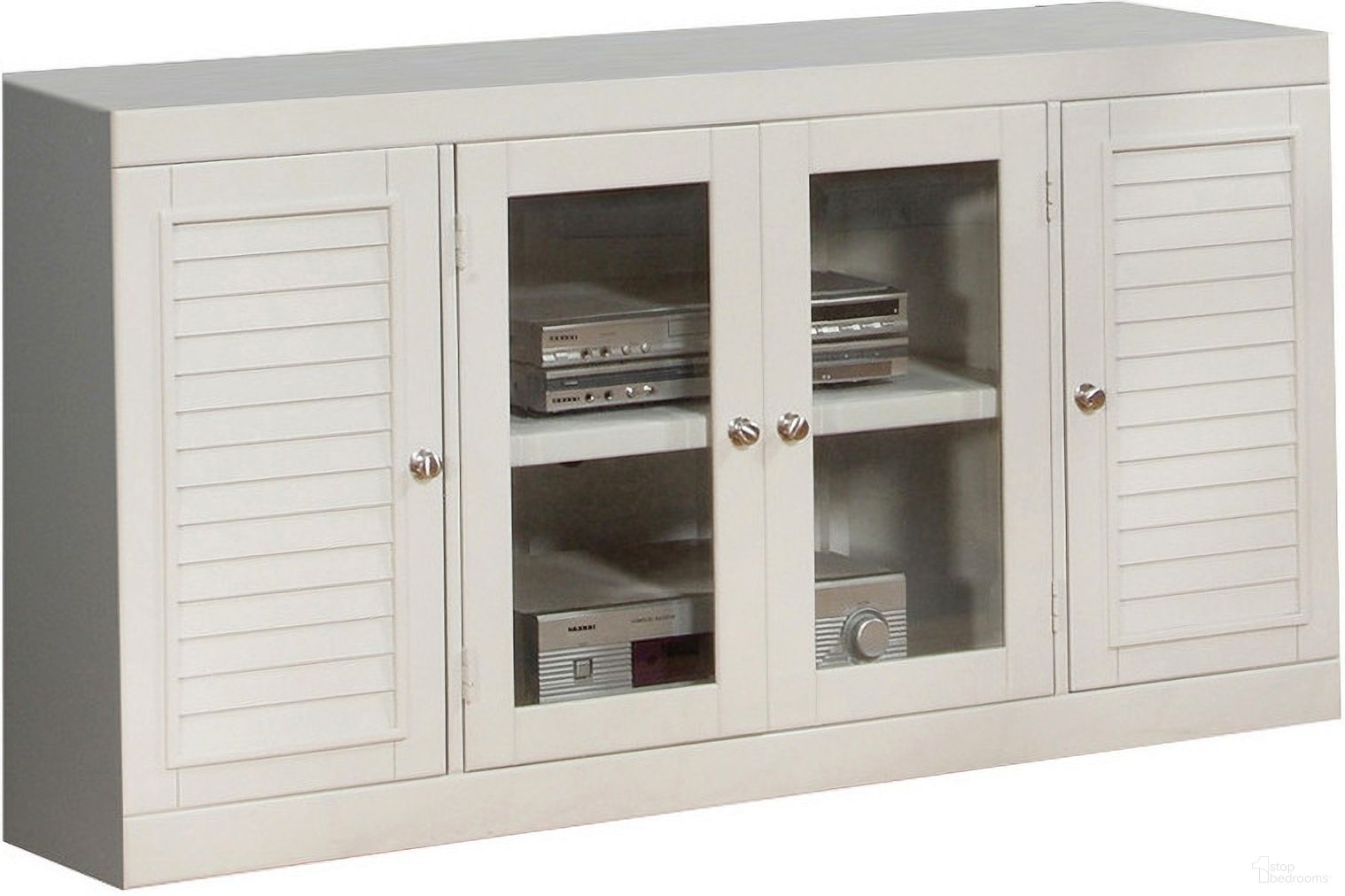 The appearance of Boca 56" TV Console designed by Parker House in the modern / contemporary interior design. This white piece of furniture  was selected by 1StopBedrooms from Boca Collection to add a touch of cosiness and style into your home. Sku: BOC#411. Material: Wood.