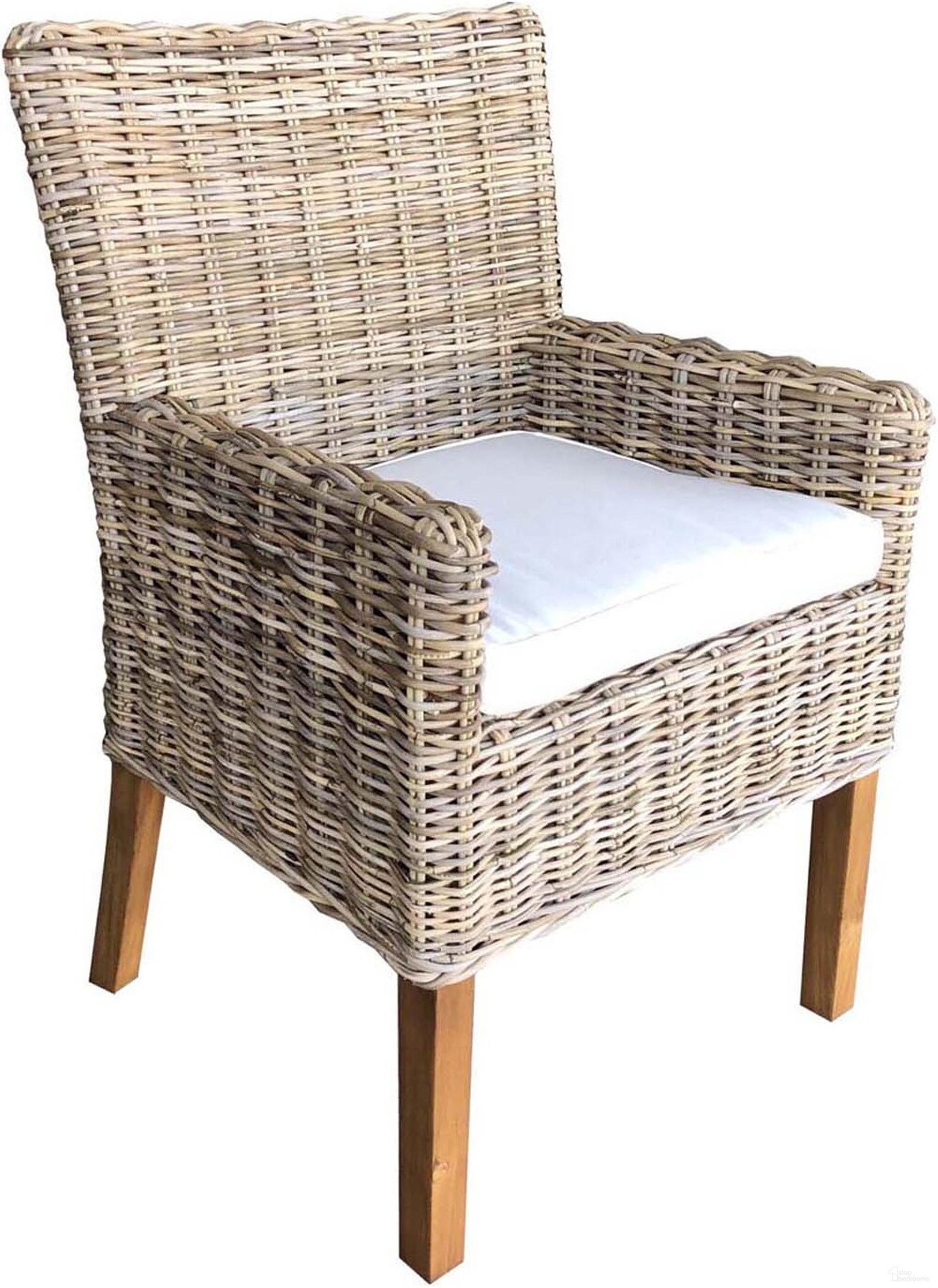 The appearance of Boca Grey Arm Dining Chair designed by Padma's Plantation in the coastal interior design. This grey piece of furniture was selected by 1StopBedrooms from Boca Collection to add a touch of cosiness and style into your home. Sku: BOC11-KUBU. Material: Rattan. Chair Type: Arm Chair.