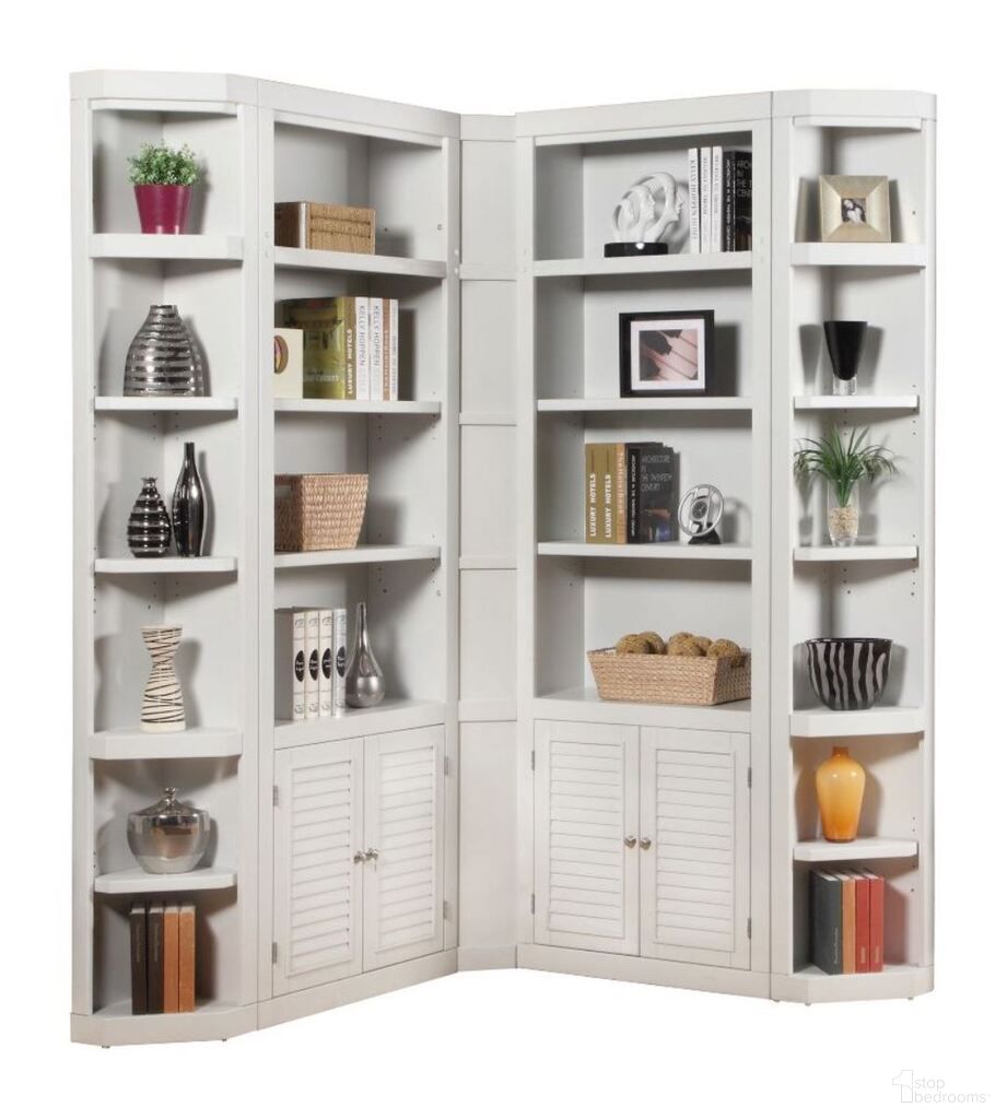The appearance of Boca L Shape Bookcase Wall designed by Parker House in the modern / contemporary interior design. This white piece of furniture was selected by 1StopBedrooms from Boca Collection to add a touch of cosiness and style into your home. Sku: BOC#430;BOC#430;BOC#450;BOC#450;BOC#456. Material: Poplar Solid.