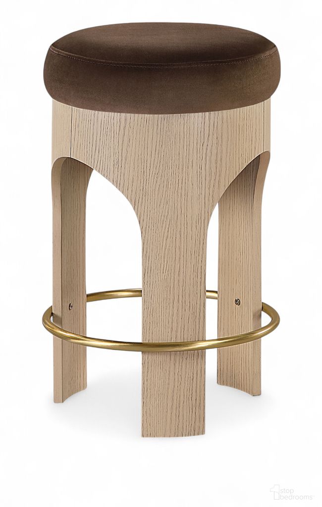 The appearance of Bocceli Velvet Upholstered Counter Stool In Brown and Stained Natural designed by Meridian in the modern / contemporary interior design. This brown/stained natural piece of furniture was selected by 1StopBedrooms from Bocceli Collection to add a touch of cosiness and style into your home. Sku: 11057Brown-C. Material: Velvet.