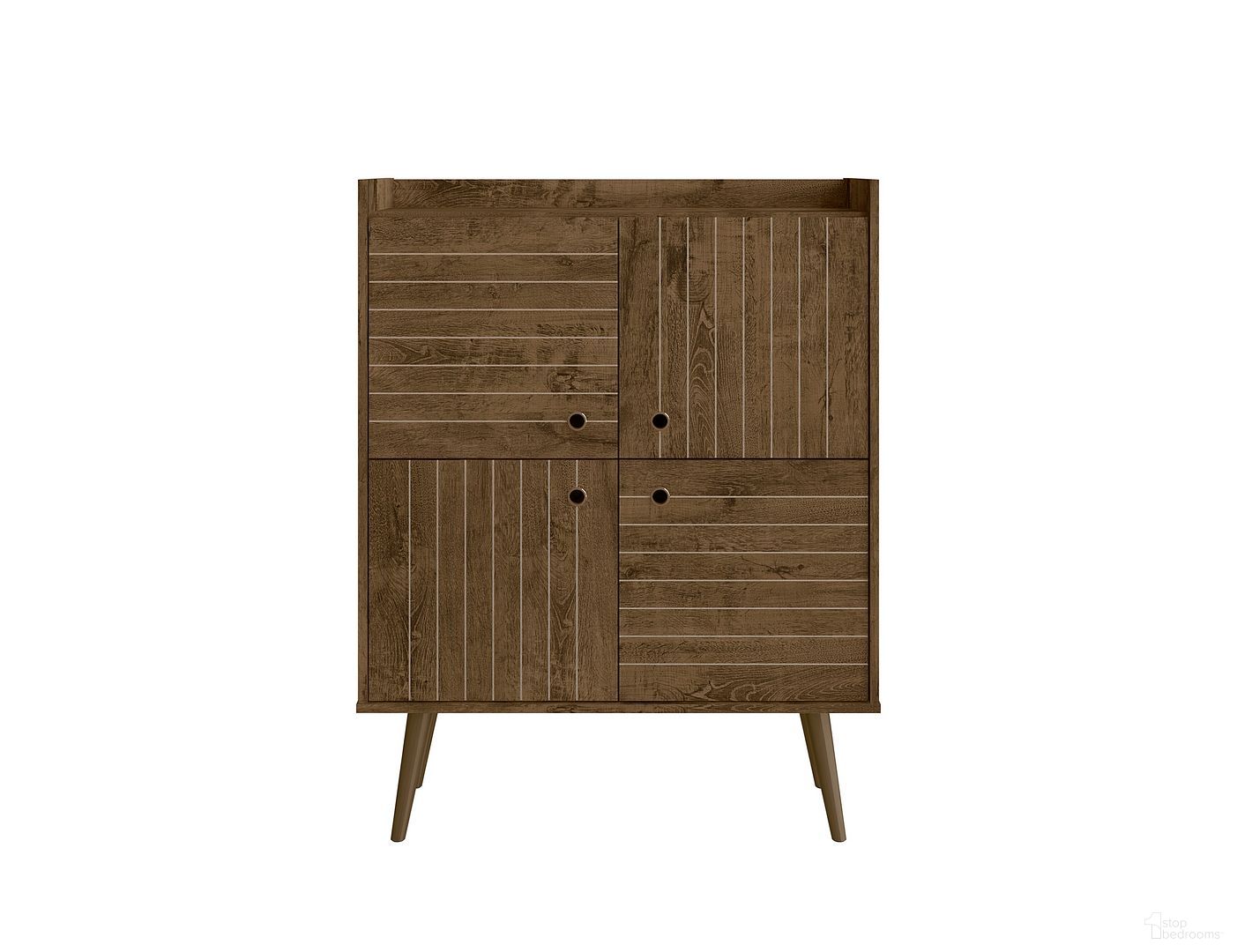 The appearance of Bogart Accent Cabinet In Rustic Brown and Nature designed by Manhattan Comfort in the transitional interior design. This rustic brown piece of furniture was selected by 1StopBedrooms from Bogart Collection to add a touch of cosiness and style into your home. Sku: 255BMC9. Material: Wood.