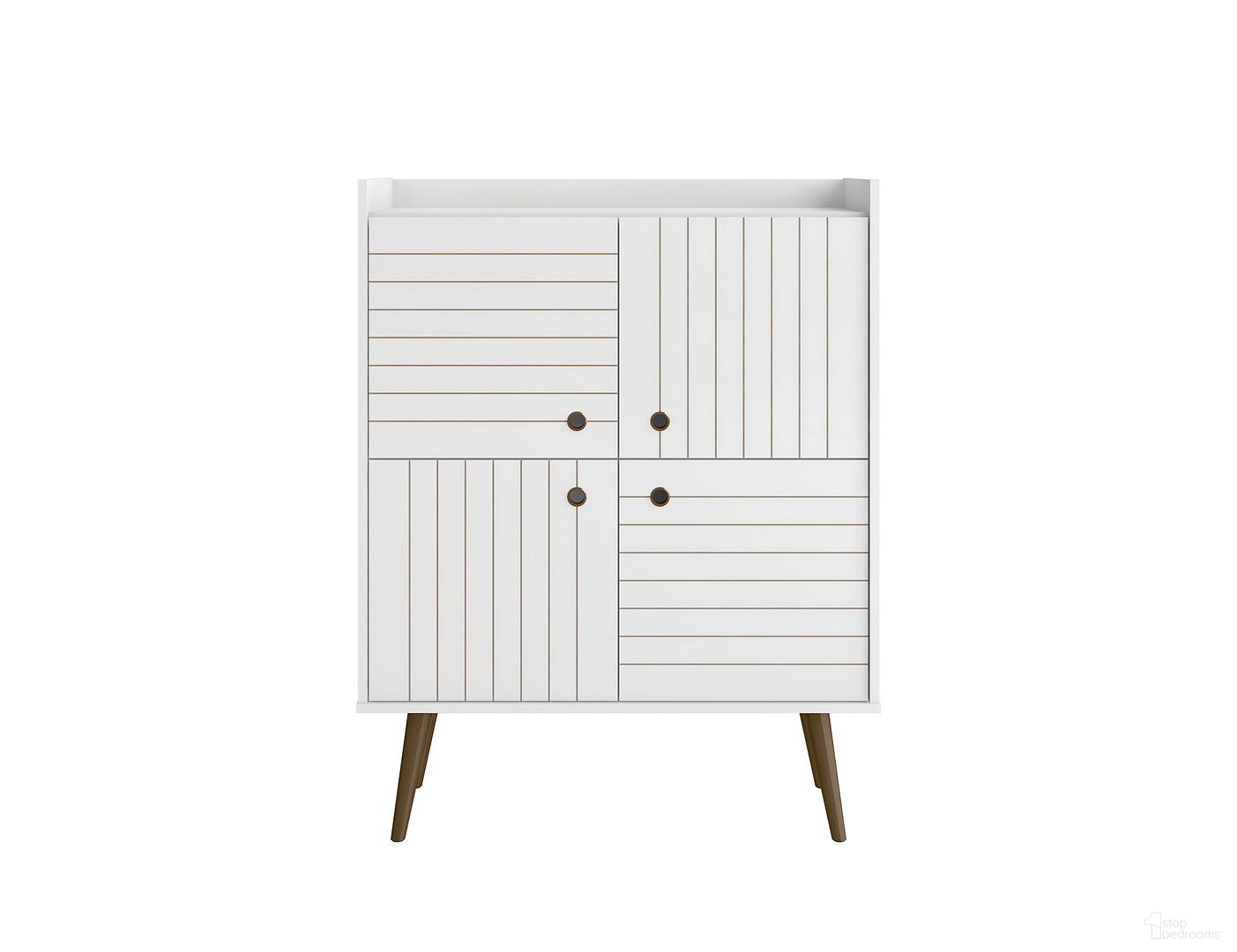 The appearance of Bogart Accent Cabinet In White and Nature designed by Manhattan Comfort in the transitional interior design. This white piece of furniture was selected by 1StopBedrooms from Bogart Collection to add a touch of cosiness and style into your home. Sku: 255BMC6. Material: Wood.