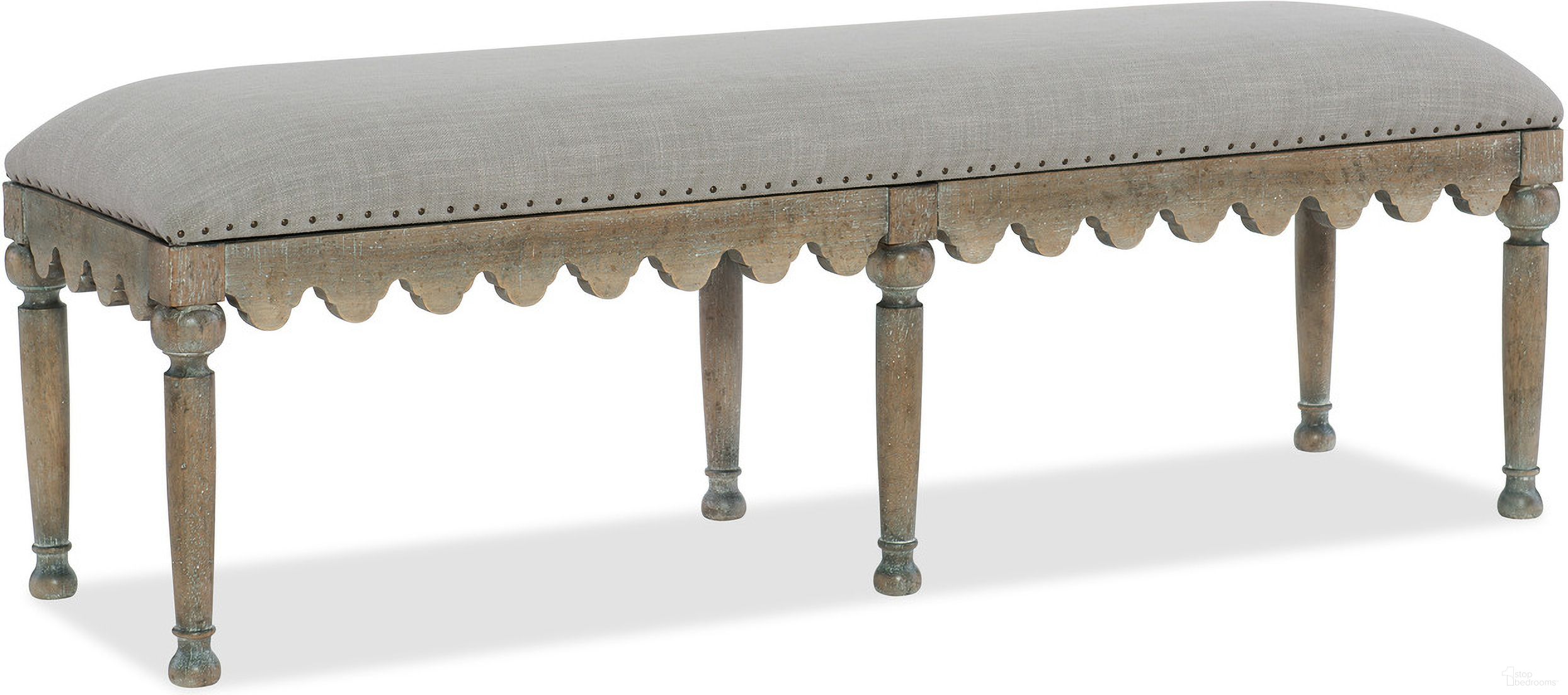 The appearance of Boheme Madera Bed Bench designed by Hooker in the traditional interior design. This grey piece of furniture was selected by 1StopBedrooms from Boheme Collection to add a touch of cosiness and style into your home. Sku: 5750-90019-MWD. Material: Fabric.