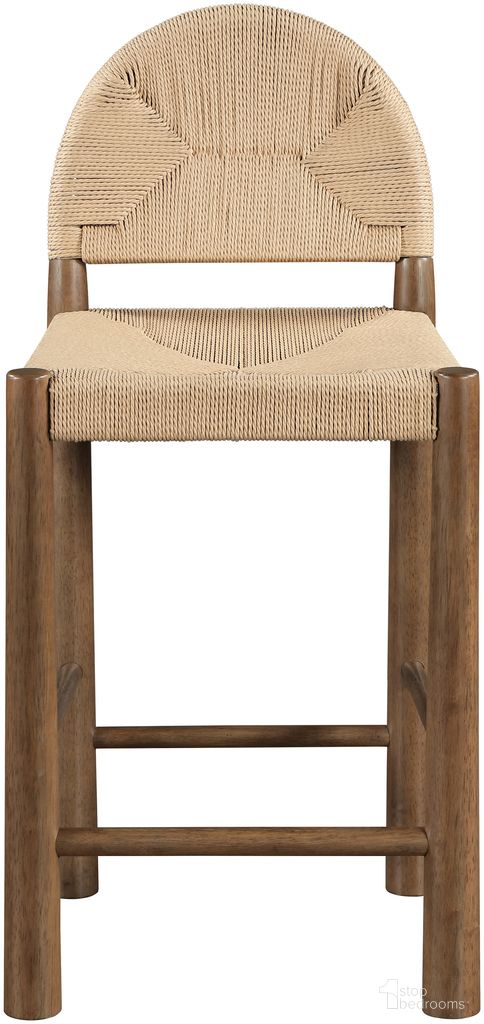The appearance of Bohemia Woven Seagrass Cord and Solid Wood Counter Stool In Beige and Stained Walnut designed by Meridian in the transitional interior design. This beige/stained walnut piece of furniture  was selected by 1StopBedrooms from Bohemia Collection to add a touch of cosiness and style into your home. Sku: 333-C. Material: Polyurethane.