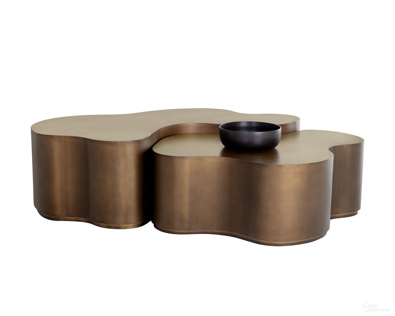 Boise Nesting Coffee Tables Set Of 2 In Antique Gold and Antique Bronze