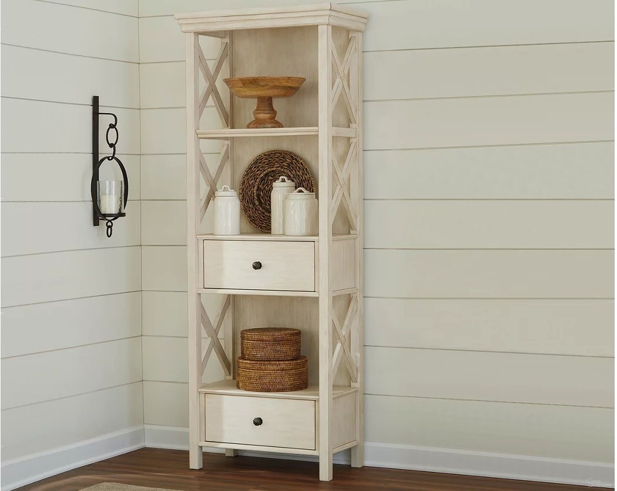 The appearance of Bolanburg White and Gray Display Cabinet designed by Signature Design by Ashley in the transitional interior design. This antique white piece of furniture was selected by 1StopBedrooms from Bolanburg Collection to add a touch of cosiness and style into your home. Sku: D647-76. Material: Wood.