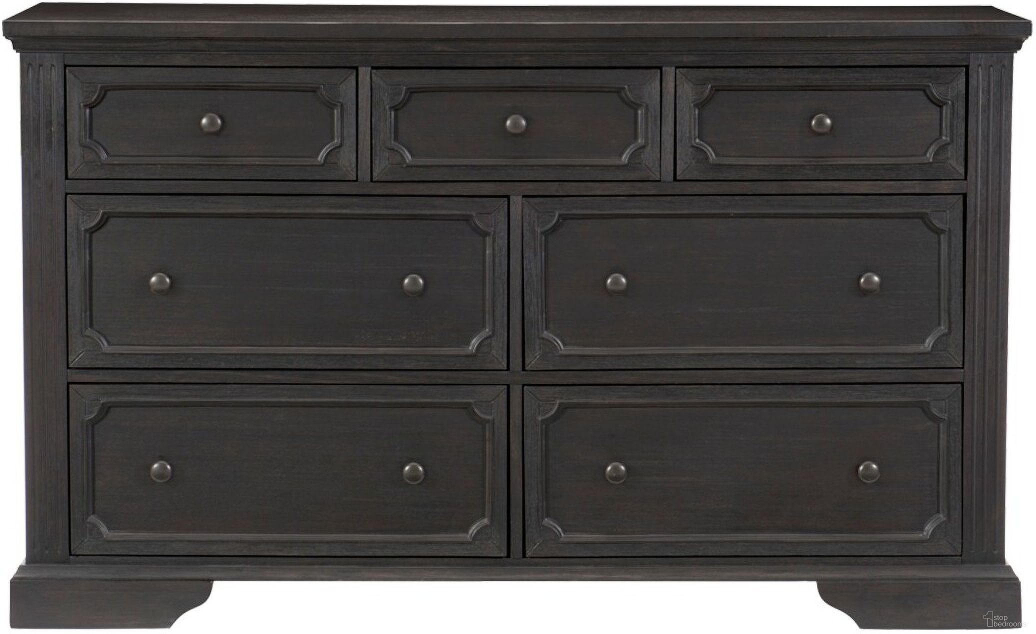 The appearance of Bolingbrook Wire Brushed Charcoal Dresser designed by Homelegance in the transitional interior design. This black piece of furniture was selected by 1StopBedrooms from Bolingbrook Collection to add a touch of cosiness and style into your home. Sku: 1647-5. Material: Wood.
