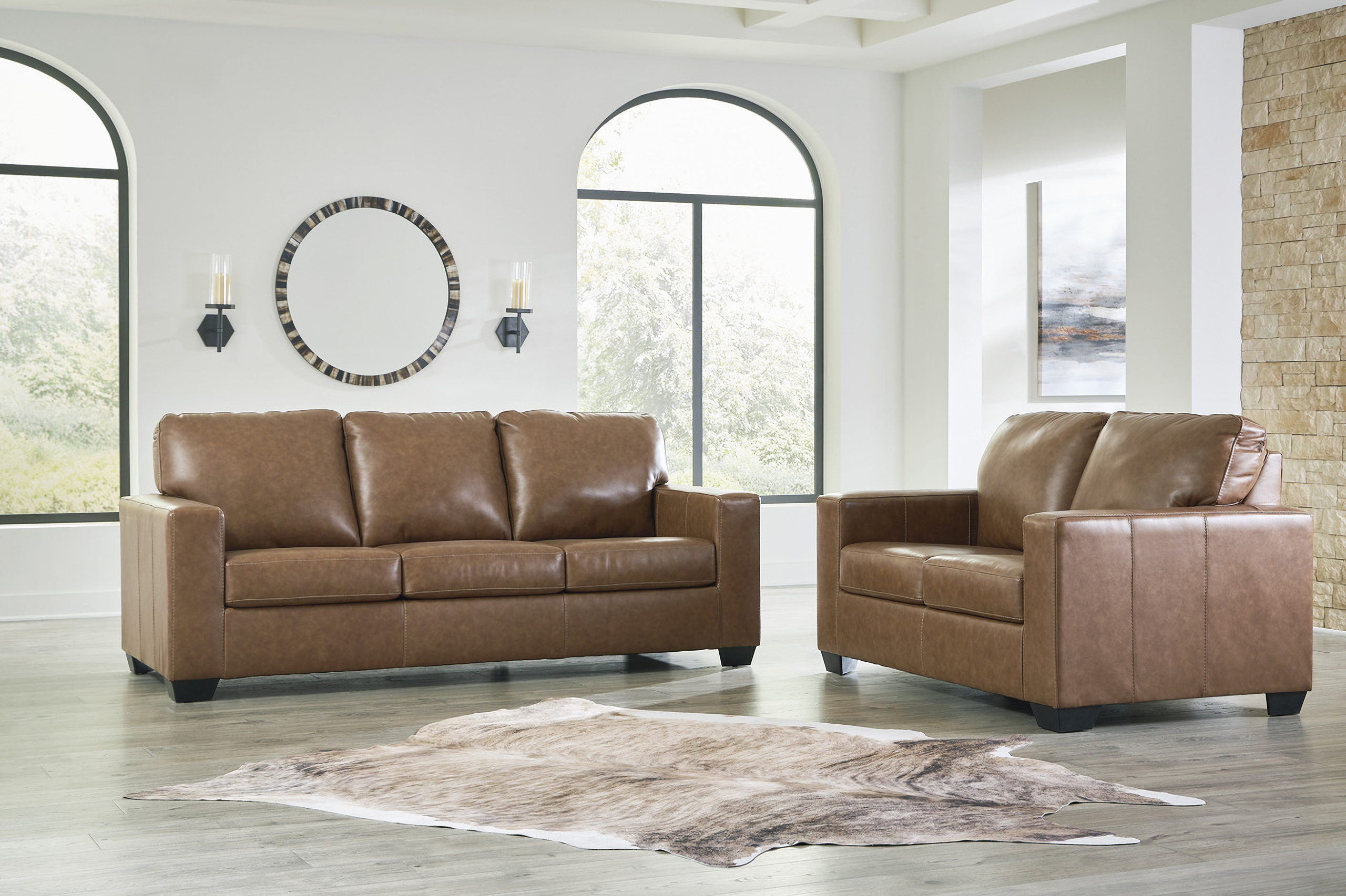 Bolsena Living Room Set In Caramel By