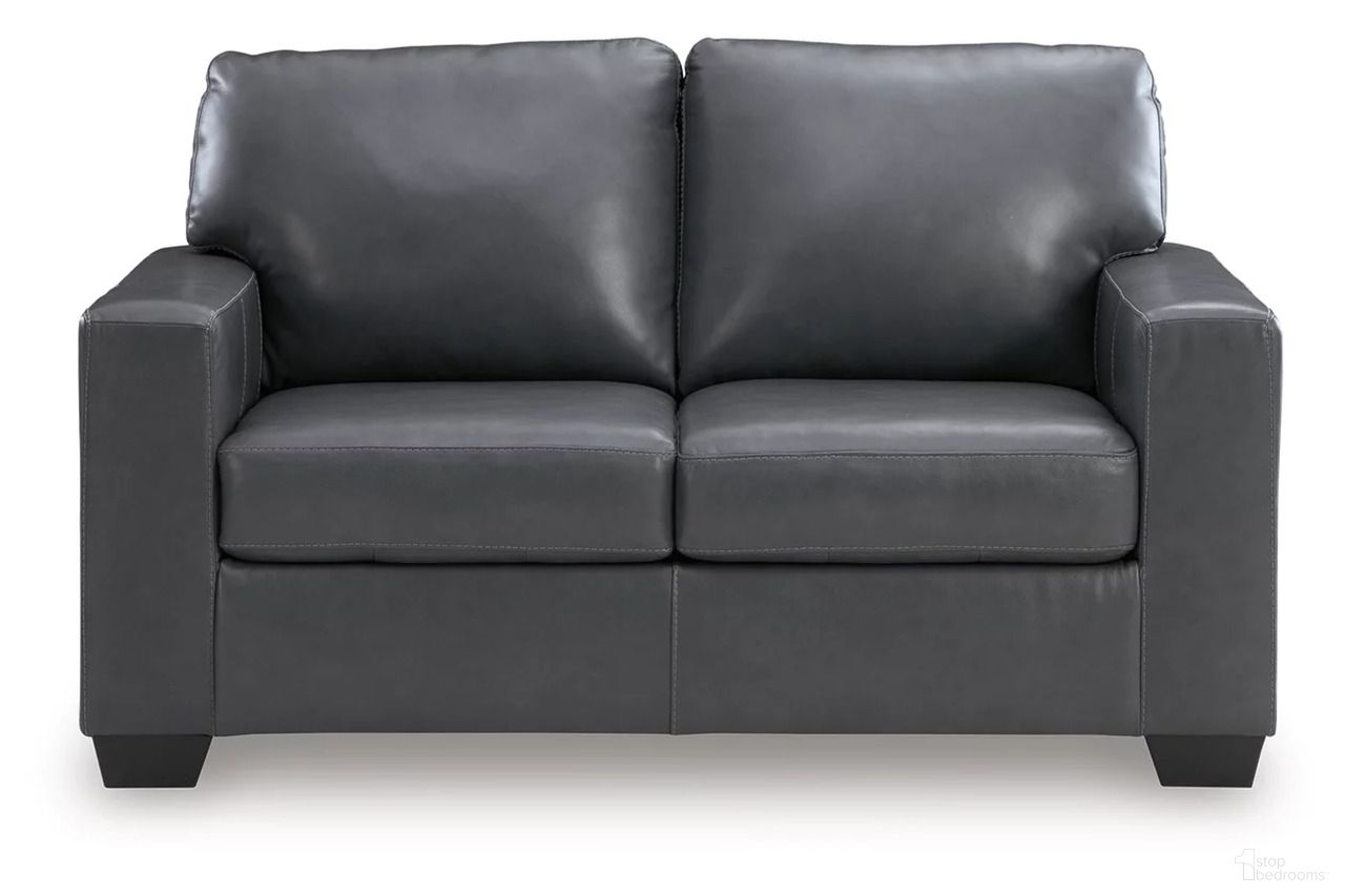 The appearance of Bolsena Loveseat In Admiral designed by Signature Design by Ashley in the modern / contemporary interior design. This admiral piece of furniture was selected by 1StopBedrooms from Bolsena Collection to add a touch of cosiness and style into your home. Sku: 5560435. Material: Faux Leather.