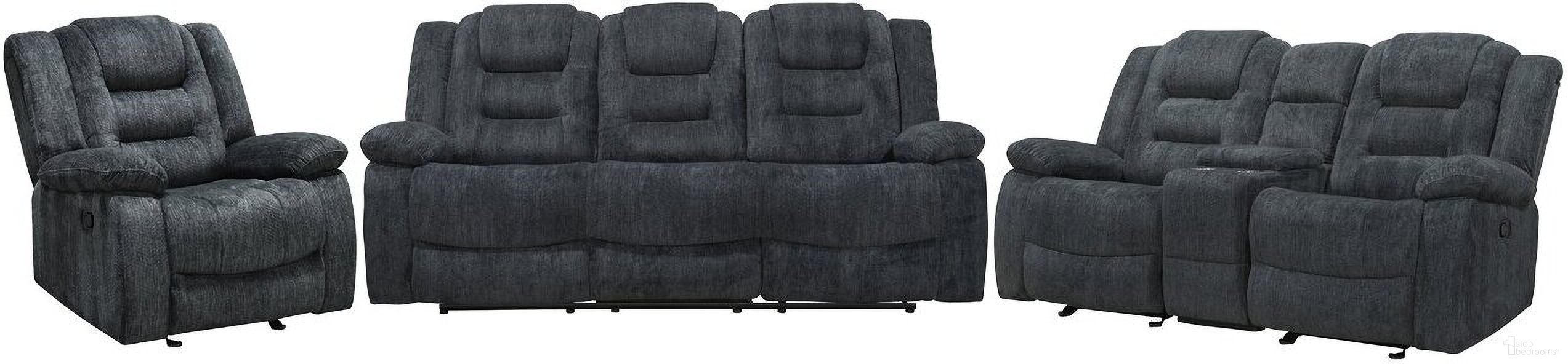 Bolton Glider Reclining Sofa Loveseat and Recliner In Light Grey
