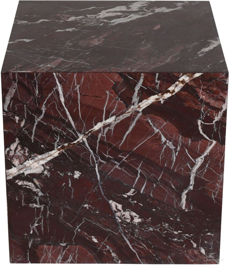 The appearance of Bolzano Marble End Table In Red designed by Meridian in the modern / contemporary interior design. This red piece of furniture  was selected by 1StopBedrooms from Bolzano Collection to add a touch of cosiness and style into your home. Sku: 251Cherry-ET. Material: Marble.