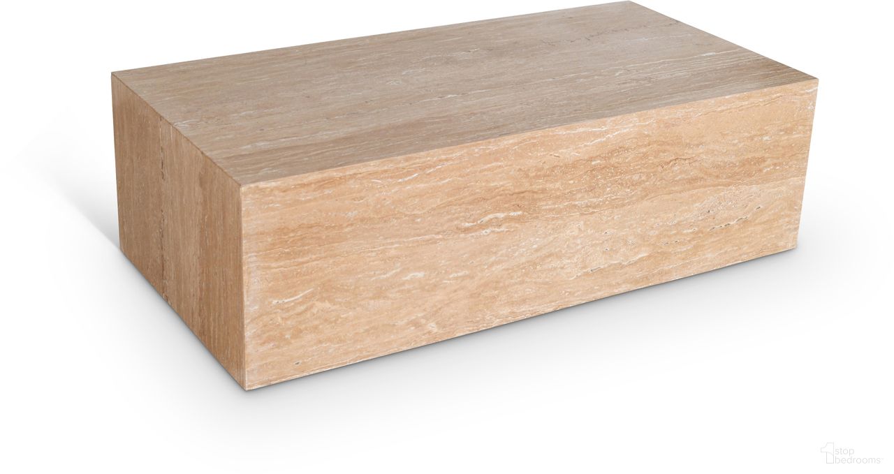 The appearance of Bolzano Travertine Coffee Table In Natural and Beige designed by Meridian in the modern / contemporary interior design. This natural and beige piece of furniture  was selected by 1StopBedrooms from Bolzano Collection to add a touch of cosiness and style into your home. Sku: 251Travertine-CT. Material: Travertine.