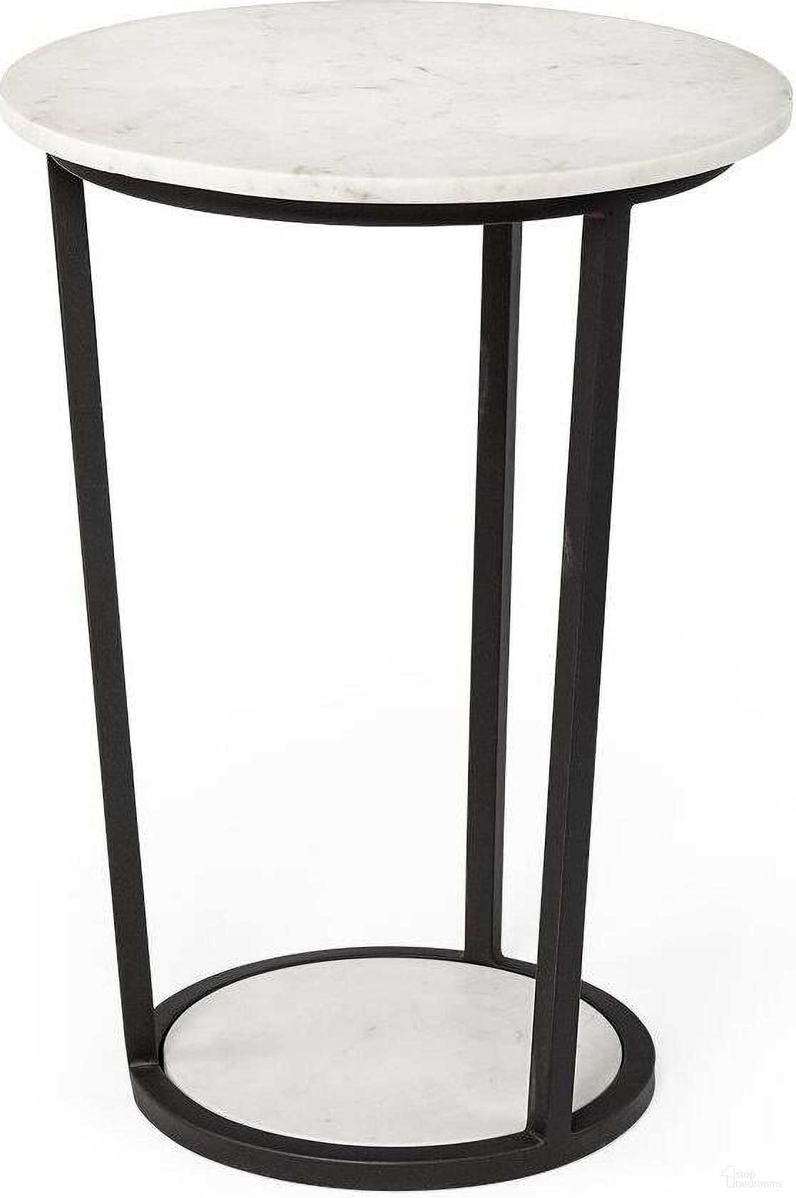 The appearance of Bombola Ii White Round Marble Top With Black Metal Frame Large Accent Table designed by Mercana in the modern / contemporary interior design. This white and black piece of furniture was selected by 1StopBedrooms from Bombola Collection to add a touch of cosiness and style into your home. Sku: 67039. Material: Metal.