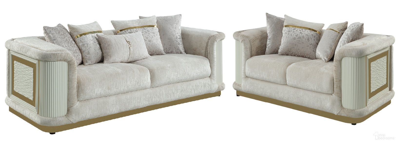 Bona Living Room Set In Cream And Gold