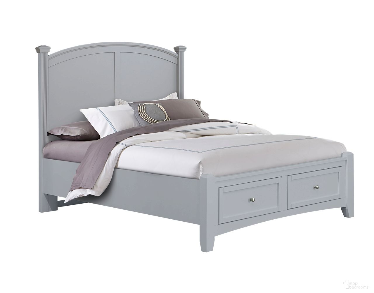 The appearance of Bonanza King Poster Storage Bed In Gray designed by Vaughan Bassett in the transitional interior design. This gray piece of furniture was selected by 1StopBedrooms from Bonanza Collection to add a touch of cosiness and style into your home. Sku: BB26-667;BB26-066B;BB26-502;TT-666T. Bed Type: Storage Bed. Bed Size: King. Material: Maple.