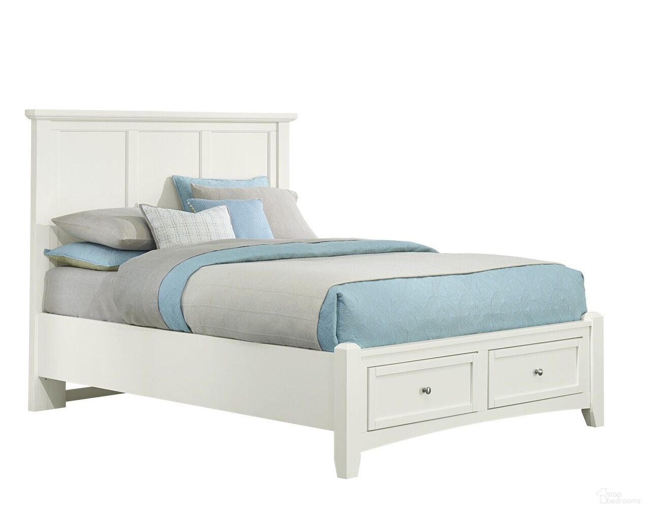 The appearance of Bonanza White King Mansion Storage Bed designed by Vaughan Bassett in the transitional interior design. This white piece of furniture  was selected by 1StopBedrooms from Bonanza Collection to add a touch of cosiness and style into your home. Sku: BB29-668;BB29-066B;BB29-502;TT-666T. Bed Type: Storage Bed. Bed Size: King. Material: Maple.