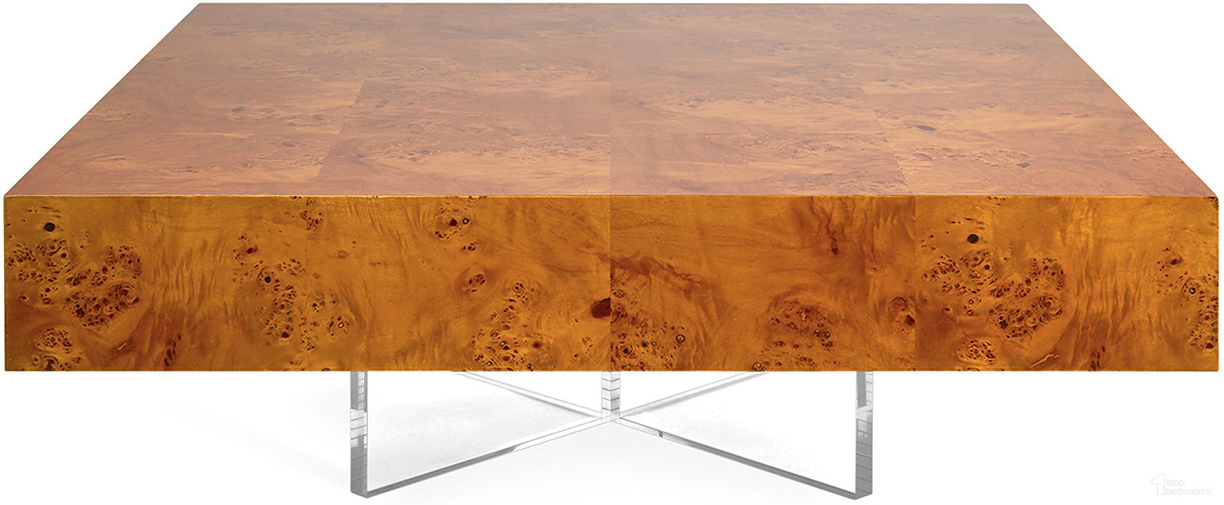The appearance of Bond Cocktail Table In Burled Mappa designed by Jonathan Adler in the modern / contemporary interior design. This burled mappa piece of furniture was selected by 1StopBedrooms from Bond Collection to add a touch of cosiness and style into your home. Sku: 26703. Material: Wood.