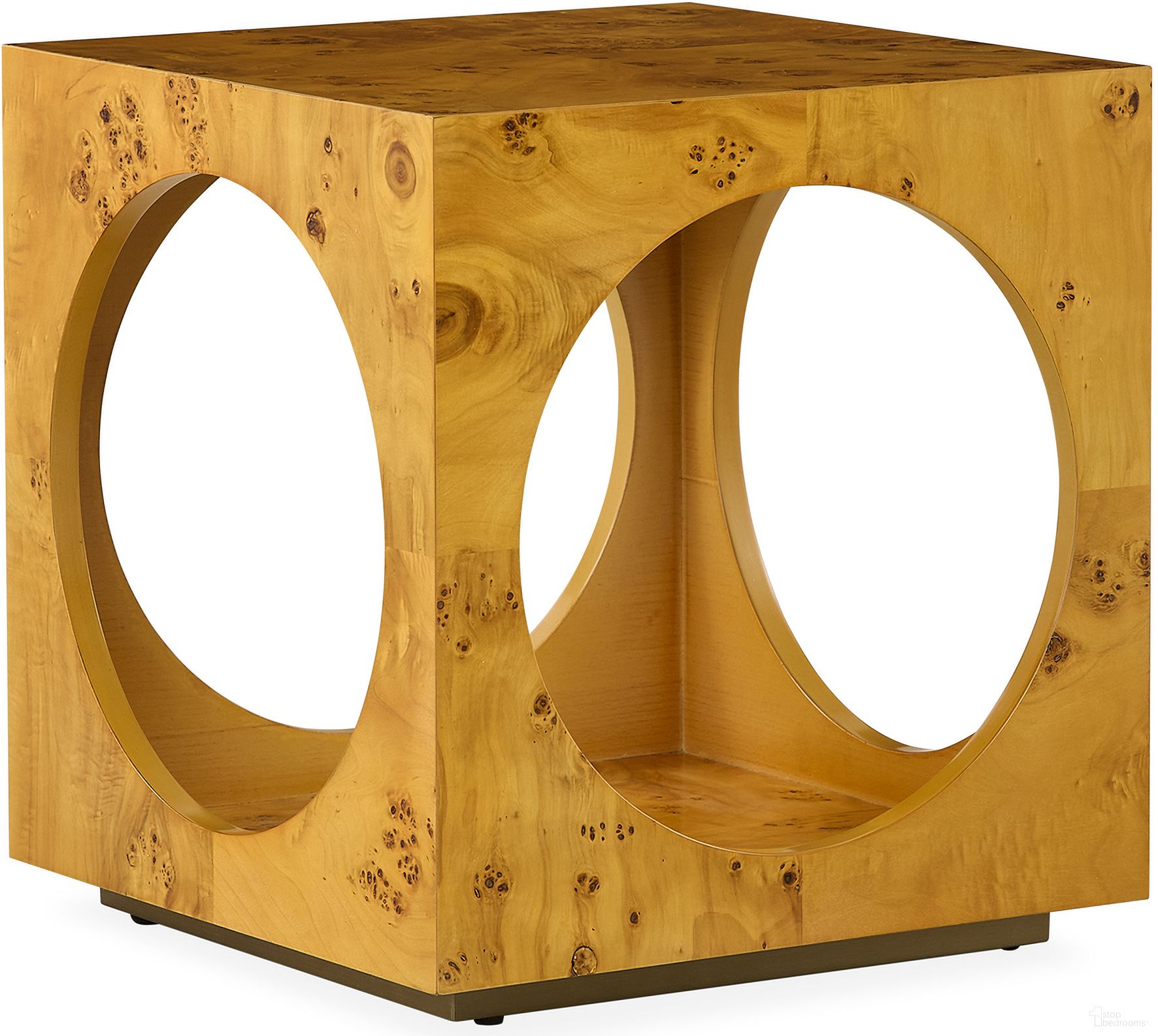 The appearance of Bond Cube Accent Table In Burled Mappa designed by Jonathan Adler in the modern / contemporary interior design. This burled mappa piece of furniture was selected by 1StopBedrooms from Bond Collection to add a touch of cosiness and style into your home. Sku: 32875. Material: Wood.
