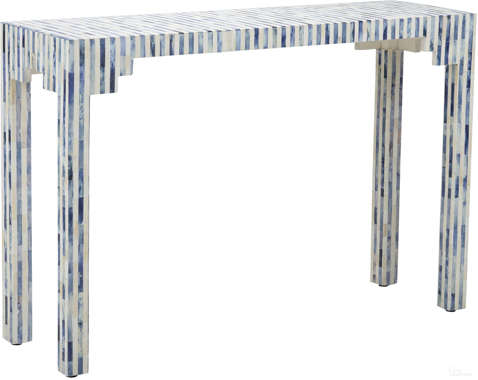 Bone Inlay Console In Blue and White