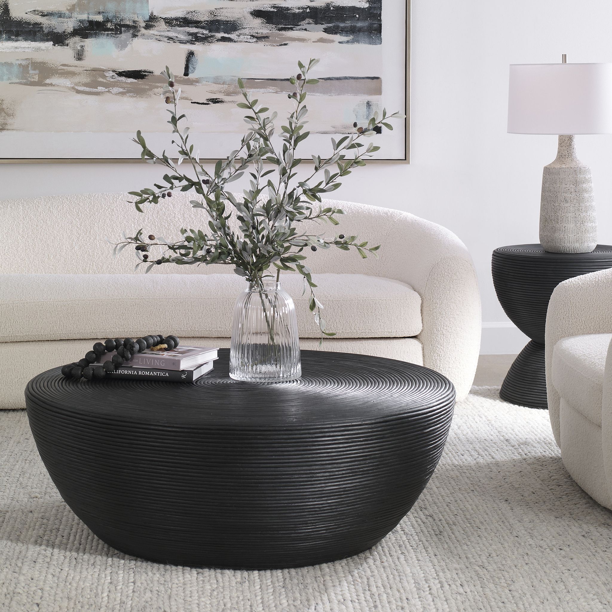 The appearance of Bongo Rattan Occasional Table Set In Black designed by Uttermost in the modern / contemporary interior design. This black piece of furniture  was selected by 1StopBedrooms from Bongo Collection to add a touch of cosiness and style into your home. Sku: 22919;22899. Material: Fabric.