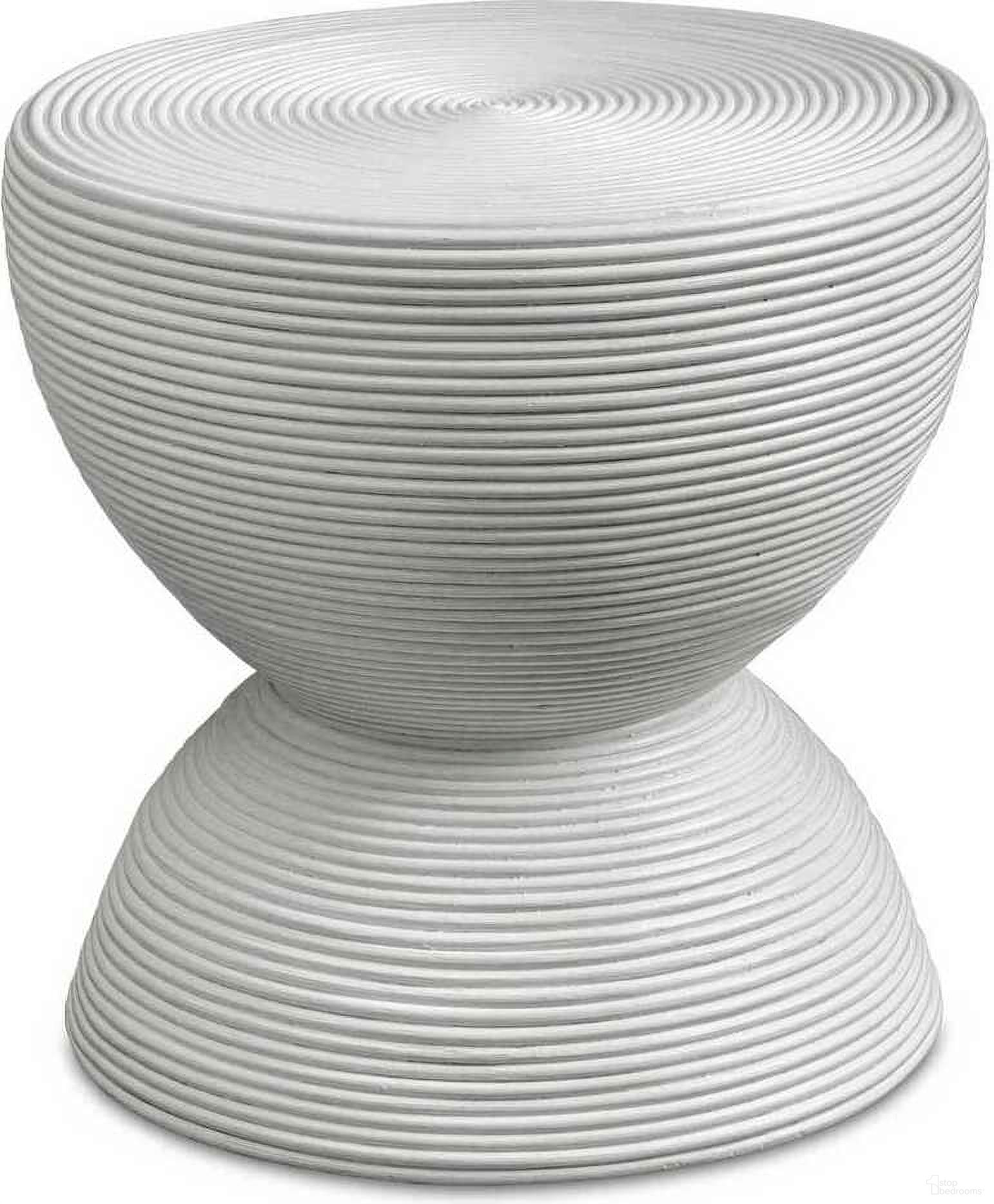 The appearance of Bongo Rattan Side Table In White designed by Uttermost in the coastal interior design. This white piece of furniture  was selected by 1StopBedrooms from Bongo Collection to add a touch of cosiness and style into your home. Sku: 23801. Material: Fabric.
