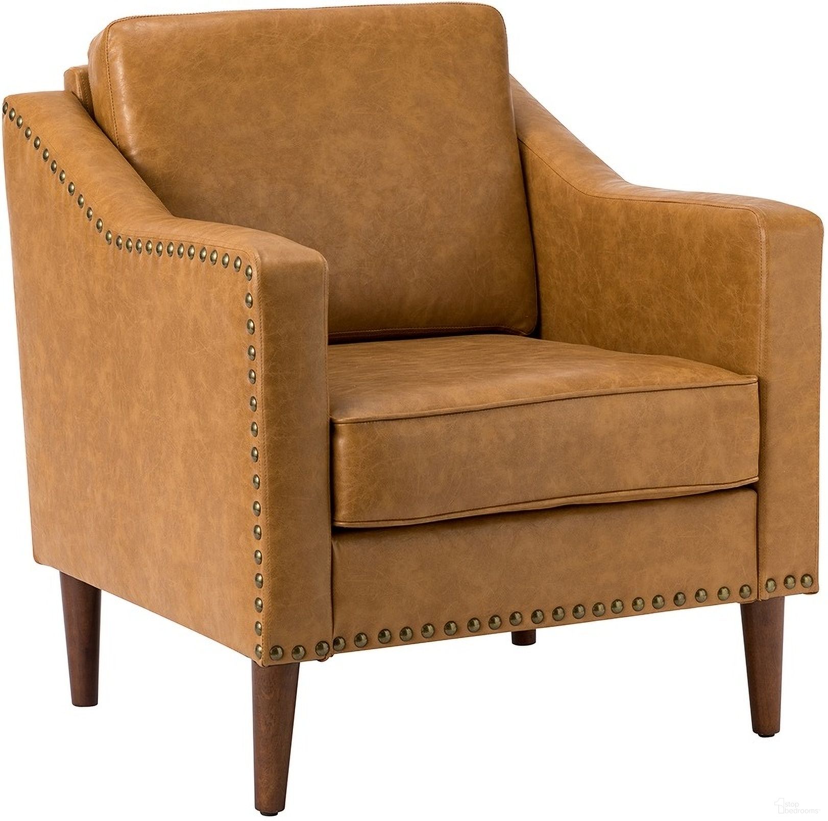 The appearance of Bonita Vegan Leather Armchair In Camel designed by Karat Home in the transitional interior design. This camel piece of furniture  was selected by 1StopBedrooms from Bonita Collection to add a touch of cosiness and style into your home. Sku: CHWH0598-CAMEL. Material: Faux Leather.