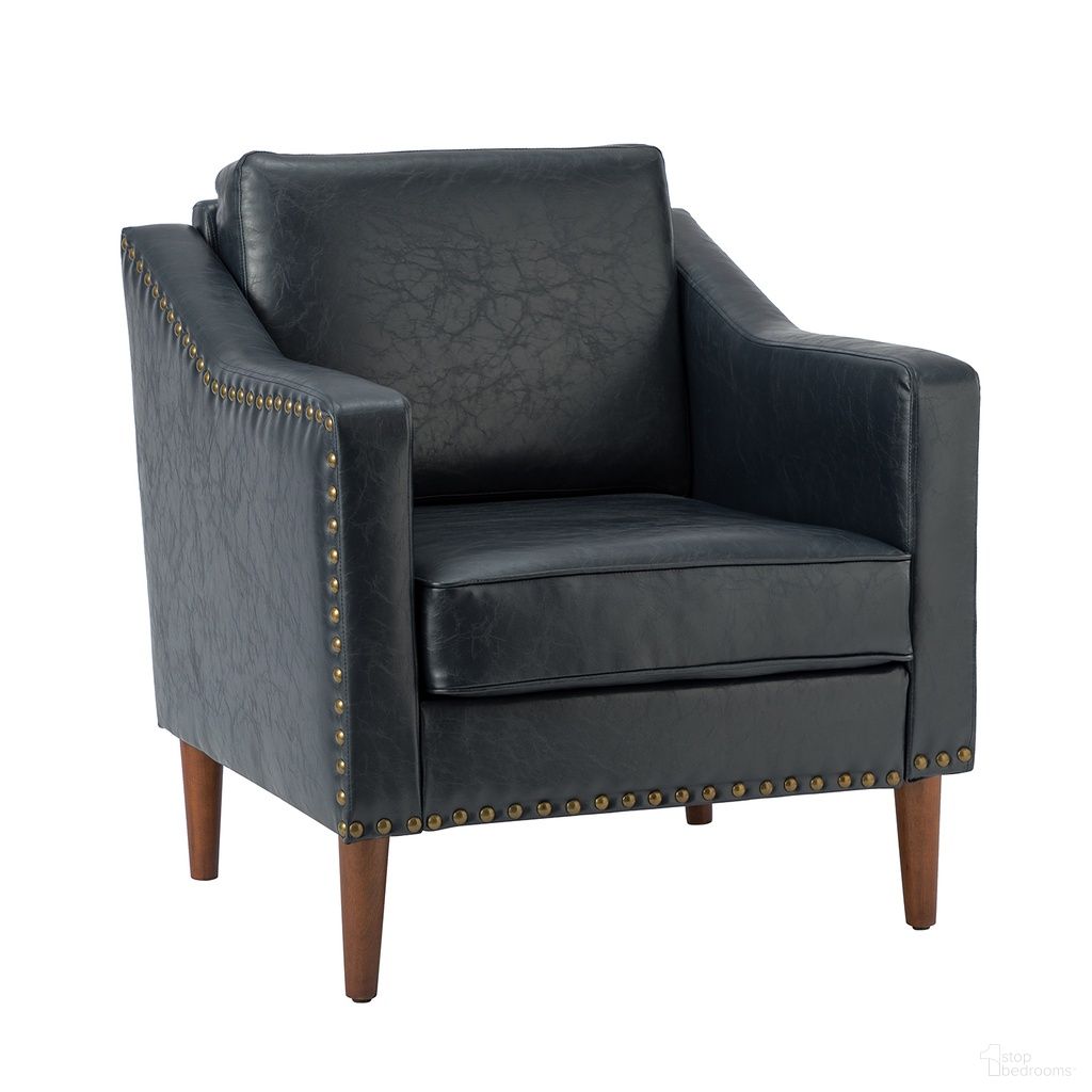The appearance of Bonita Vegan Leather Armchair In Navy designed by Karat Home in the transitional interior design. This navy piece of furniture was selected by 1StopBedrooms from Bonita Collection to add a touch of cosiness and style into your home. Sku: CHWH0598-NAVY. Material: Faux Leather.