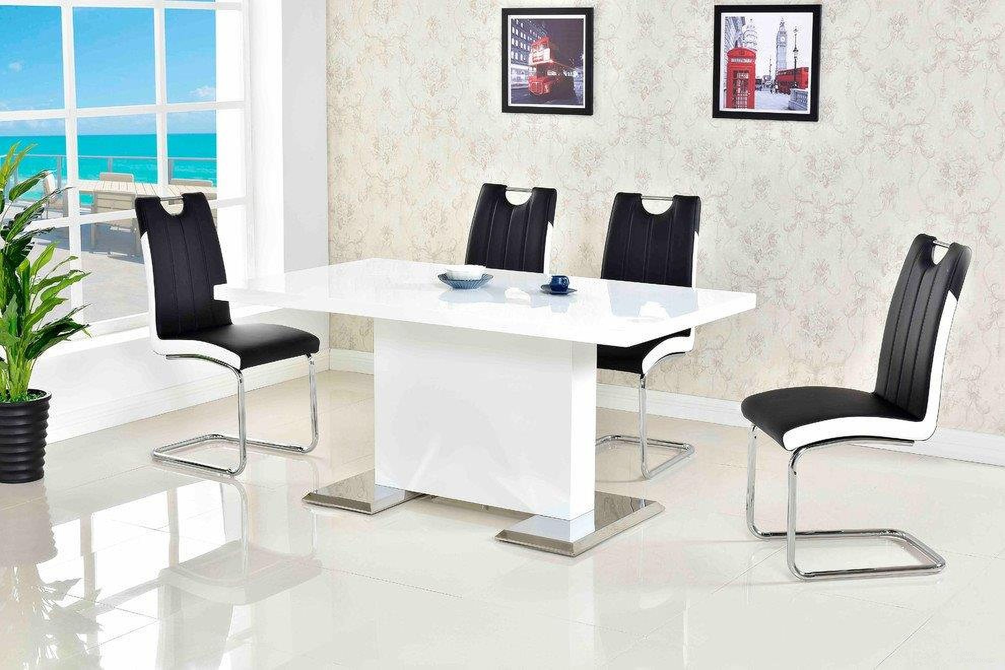 Bono 5 Piece Modern Solid Wood Dining Set In Black