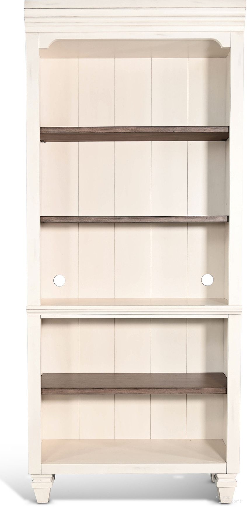 The appearance of Bookcase Open In Marble White designed by Sunny Designs in the transitional interior design. This marble white/buckskin piece of furniture was selected by 1StopBedrooms from 2846 Collection to add a touch of cosiness and style into your home. Sku: 2846MB-BO. Material: Solid Wood.