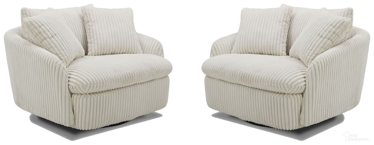 The appearance of Boomer Large Swivel Chair with 2 Toss Pillows Set of 2 In Mega Ivory designed by Parker House in the modern / contemporary interior design. This mega ivory piece of furniture was selected by 1StopBedrooms from Boomer Collection to add a touch of cosiness and style into your home. Sku: SBMR#912S-MGIV;SBMR#912S-MGIV. Material: Polyester.