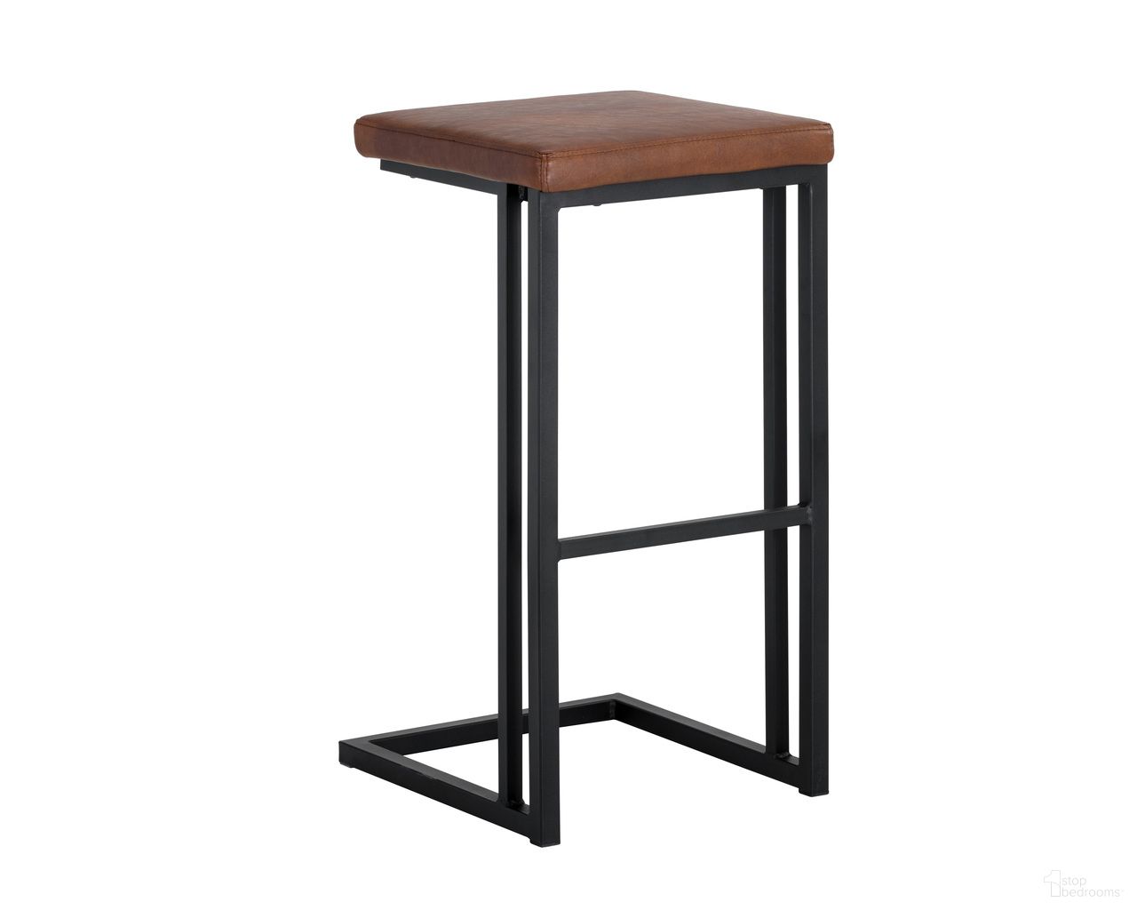 Boone Barstool Set of 2 In Black and Bravo Cognac