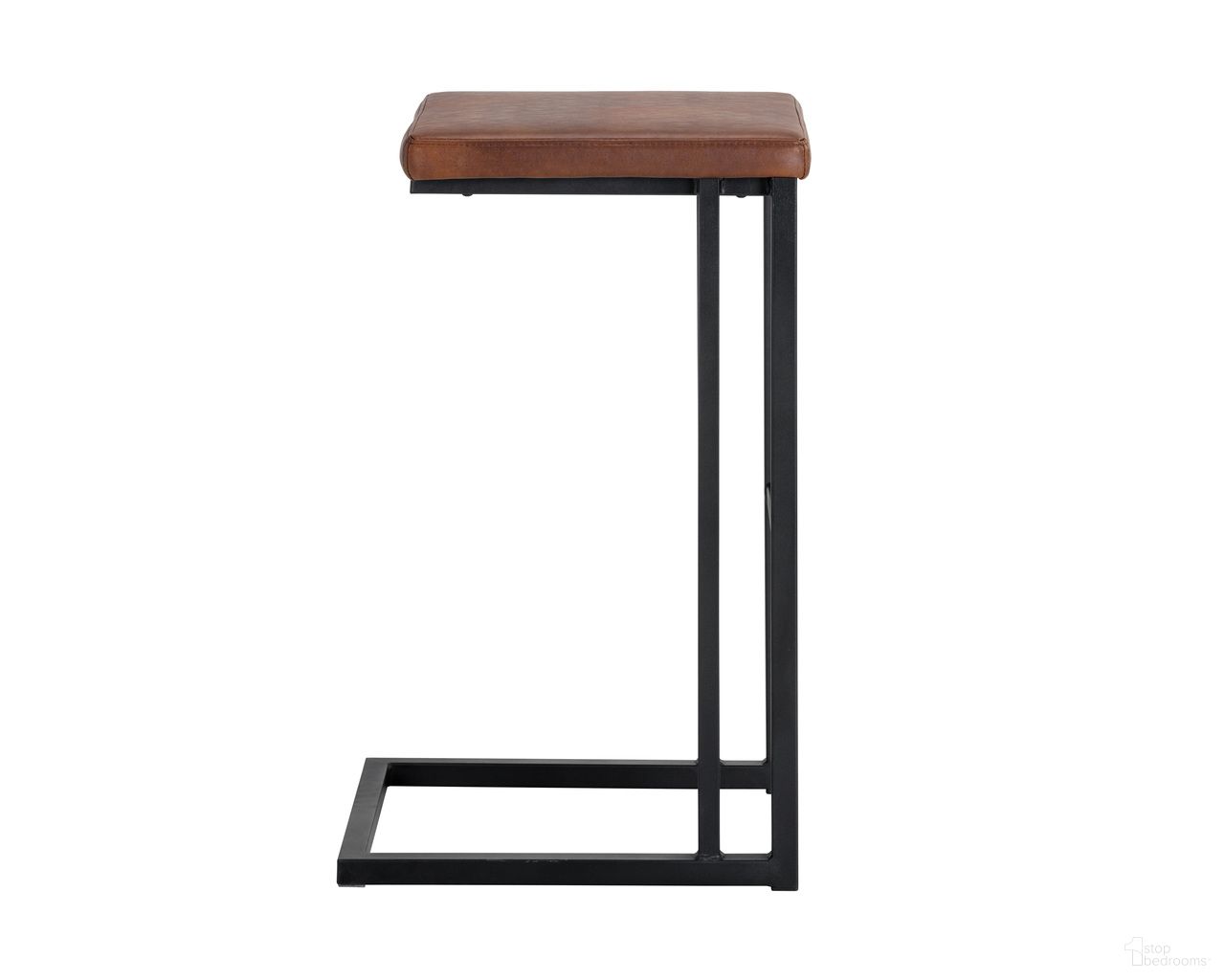 Boone Barstool Set of 2 In Black and Bravo Cognac
