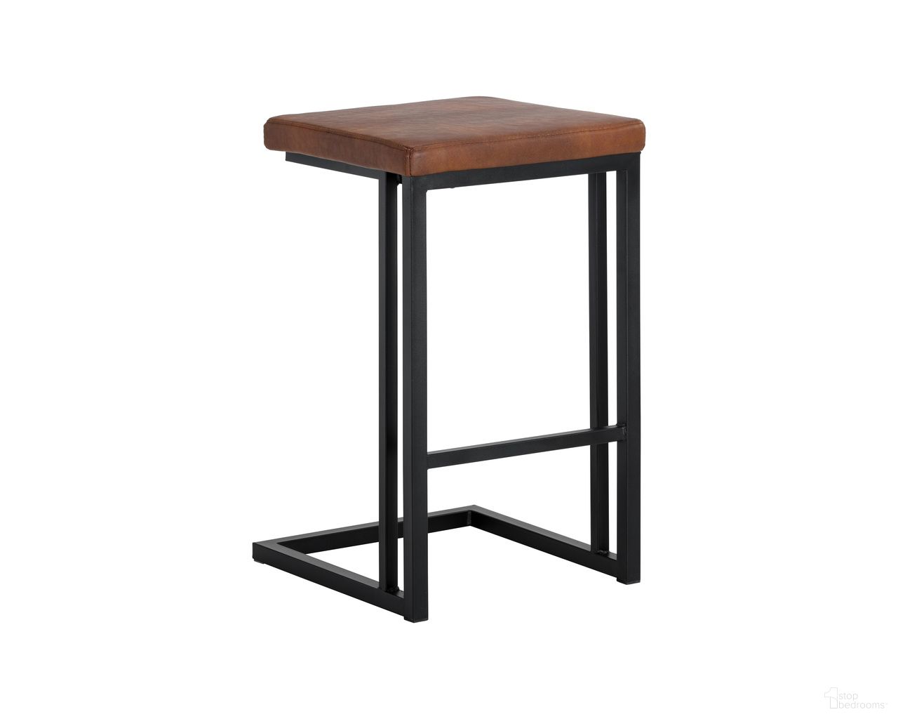 Boone Counter Stool Set of 2 In Black and Bravo Cognac