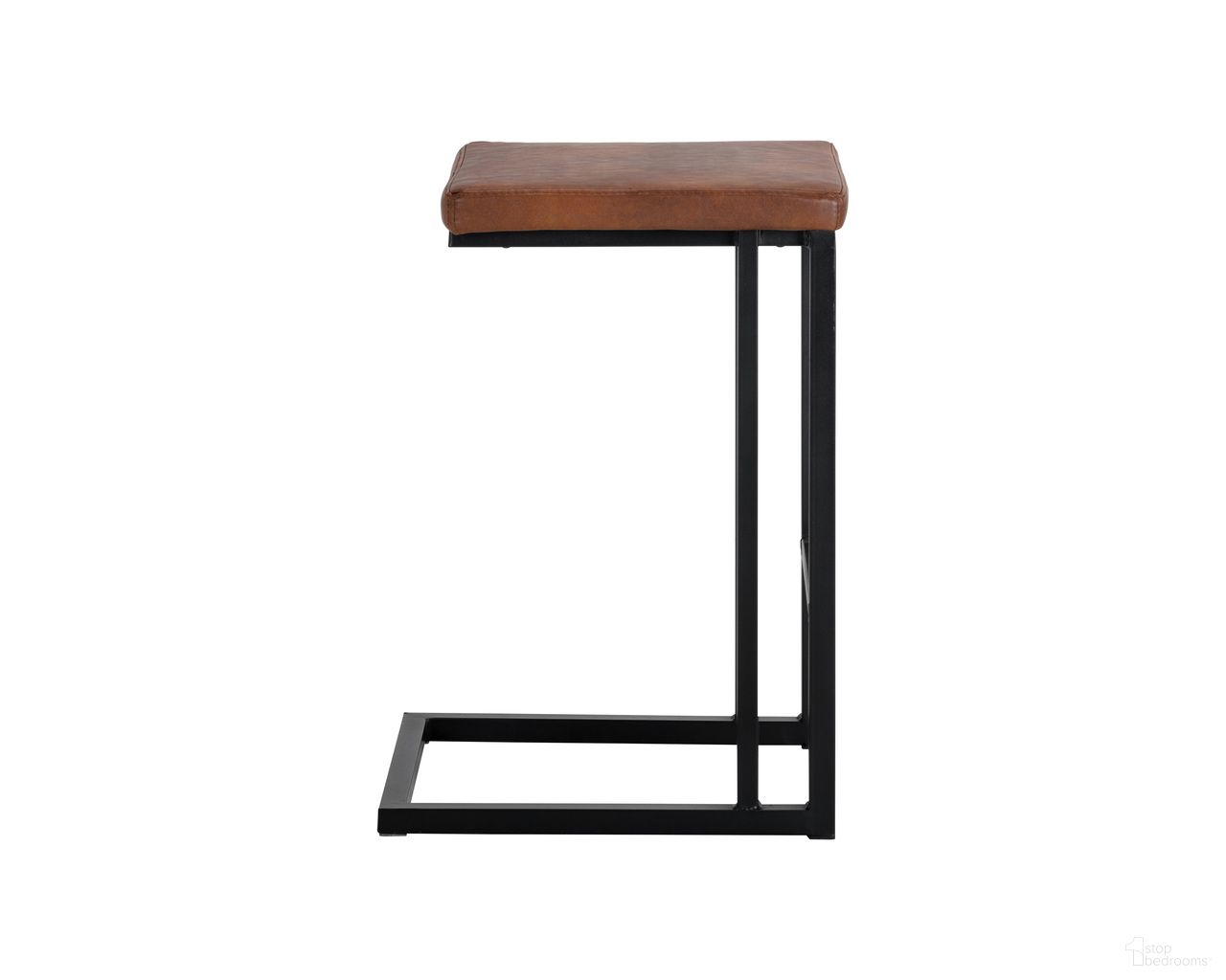 Boone Counter Stool Set of 2 In Black and Bravo Cognac
