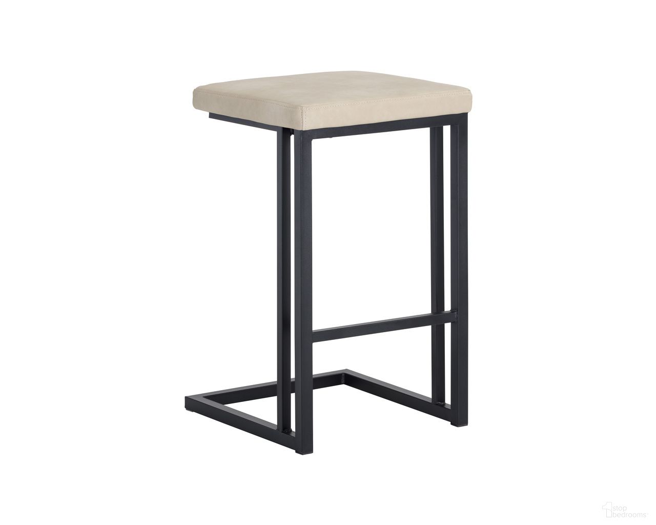 Boone Counter Stool Set of 2 In Black and Bravo Cream